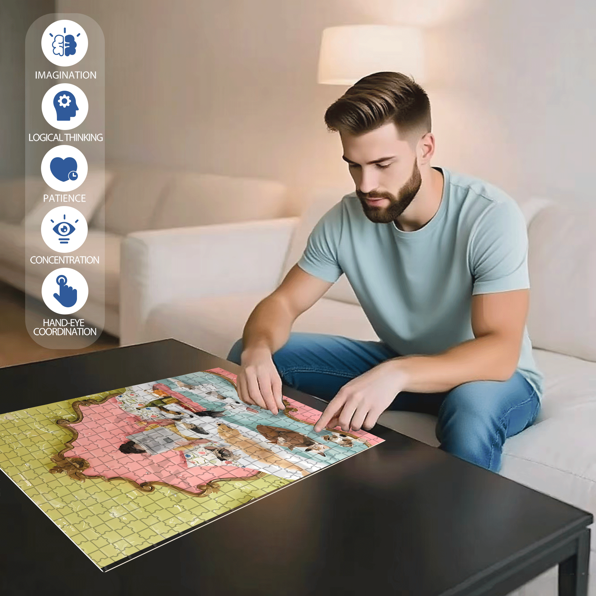 The Saturday Paper 500pcs/1000pcs Jigsaw Puzzle, Scratch-Resistant, Interactive Family Game & Brain-Boosting DIY Decor, Perfect for Halloween, Christmas & New Year Gifts, Family Puzzle Game