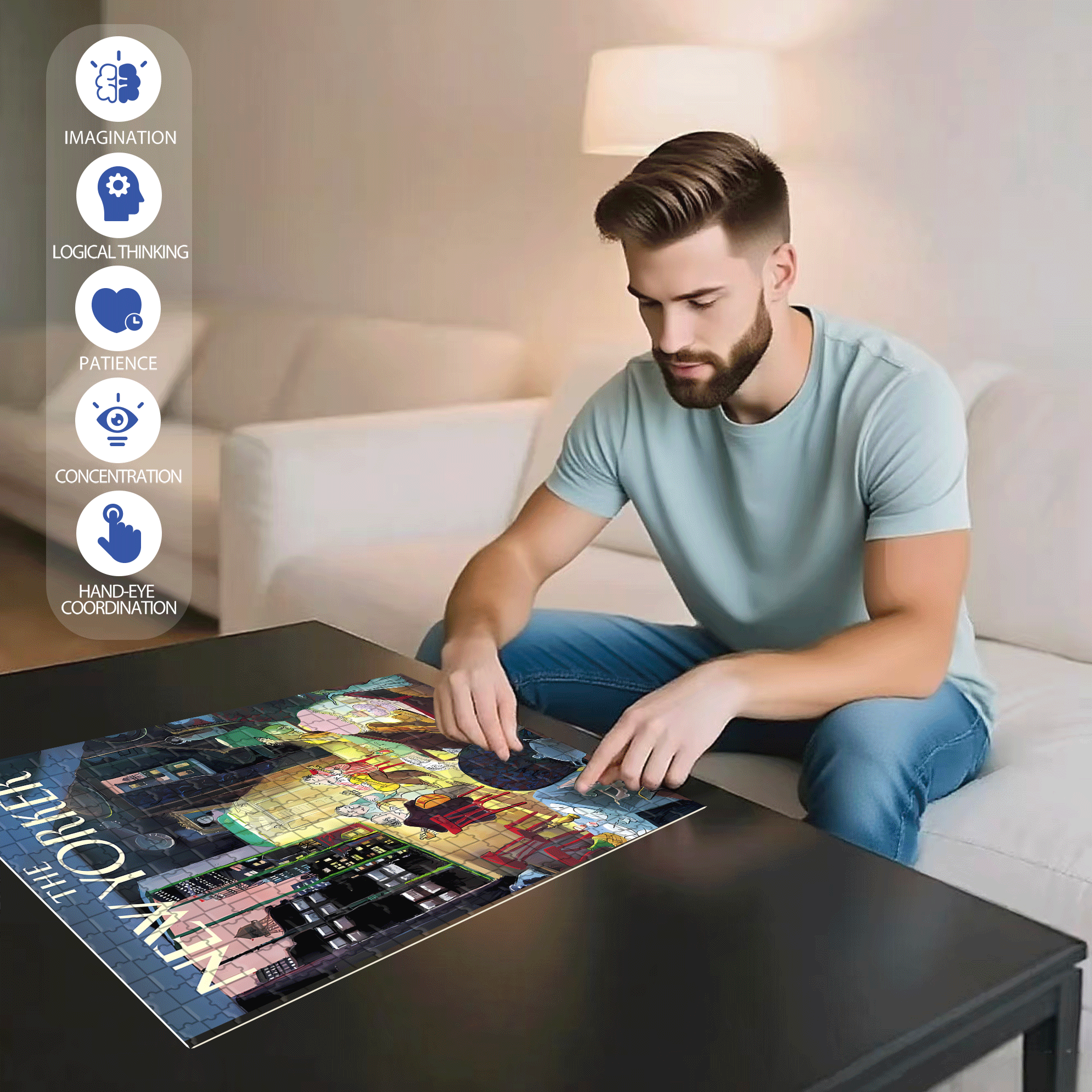 Three Amigos 500pcs/1000pcs Jigsaw Puzzle, Scratch-Resistant, Interactive Family Game & Brain-Boosting DIY Decor, Perfect for Halloween, Christmas & New Year Gifts, Family Puzzle Game