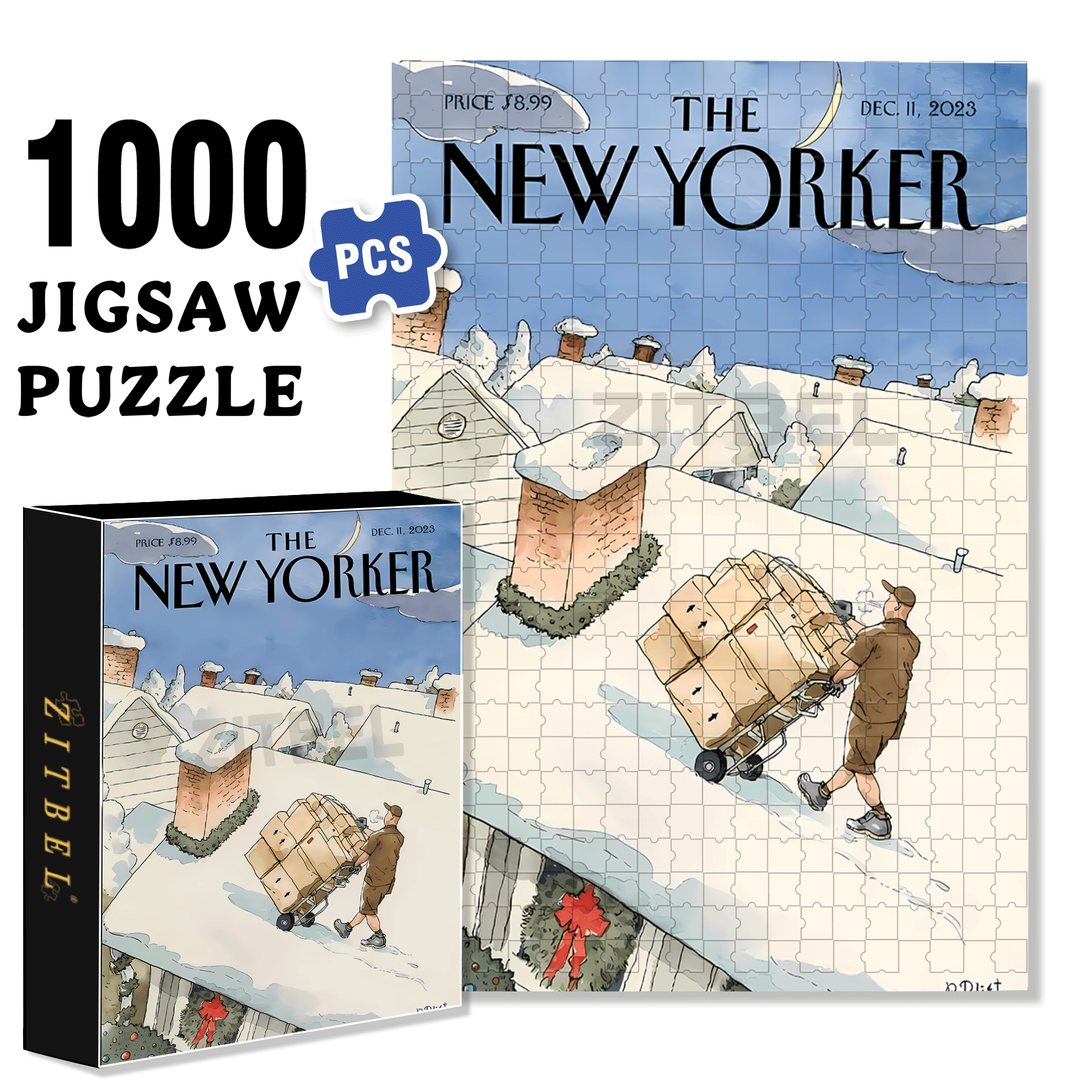 Undeterred By Snowy Weather 500pcs/1000pcs Jigsaw Puzzle, Scratch-Resistant, Interactive Family Game & Brain-Boosting DIY Decor, Perfect for Halloween, Christmas & New Year Gifts, Family Puzzle Game