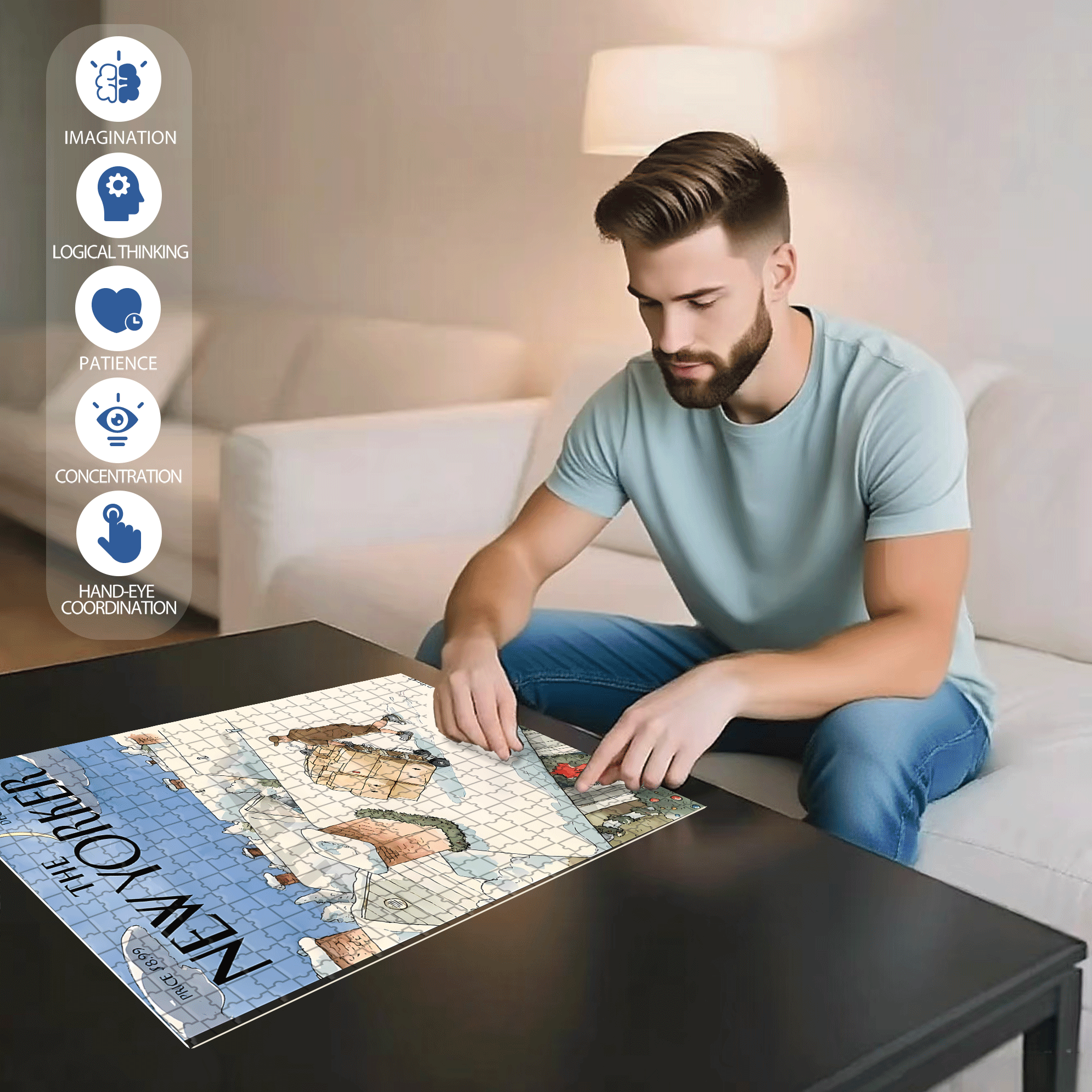 Undeterred By Snowy Weather 500pcs/1000pcs Jigsaw Puzzle, Scratch-Resistant, Interactive Family Game & Brain-Boosting DIY Decor, Perfect for Halloween, Christmas & New Year Gifts, Family Puzzle Game