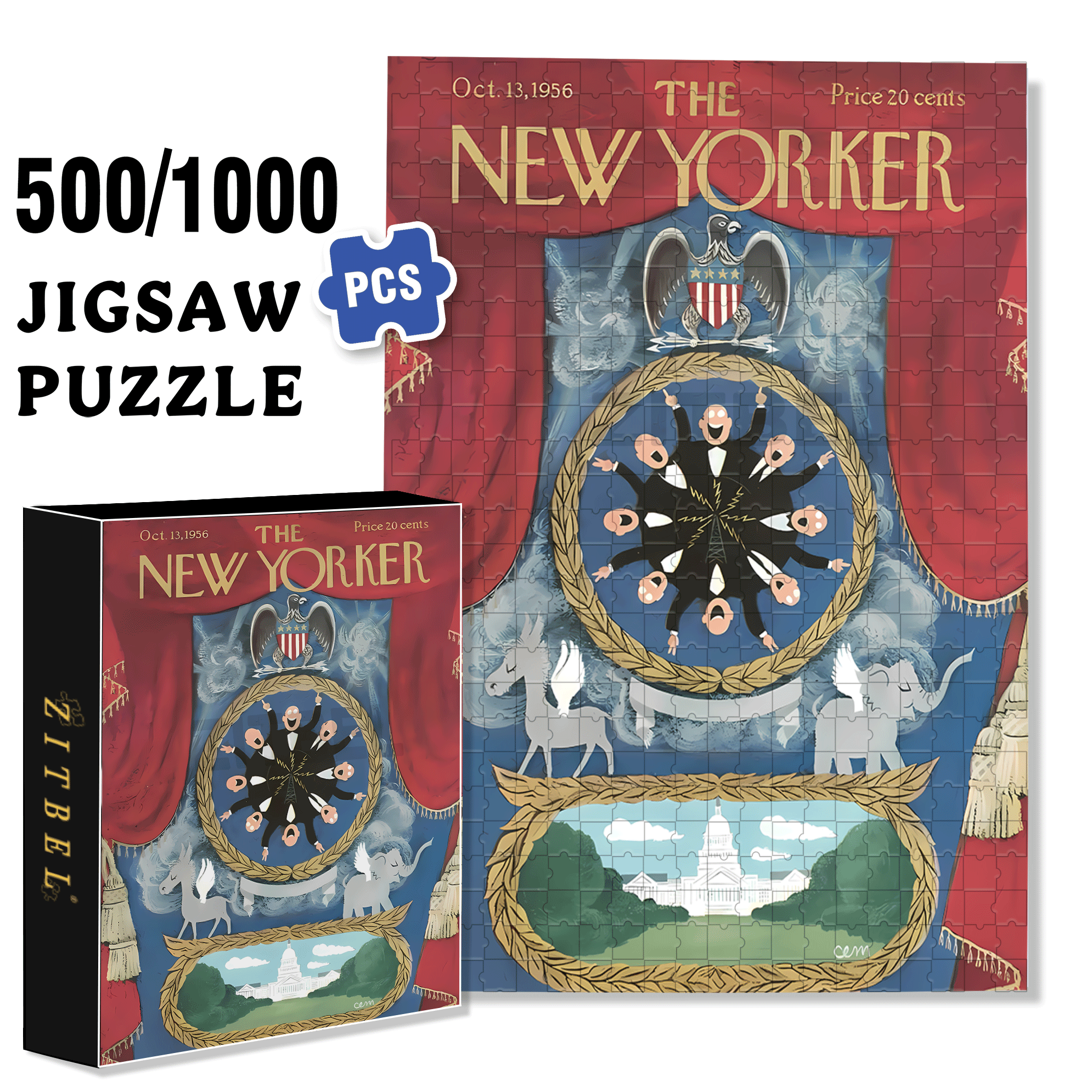 White House 500pcs/1000pcs Jigsaw Puzzle, Scratch-Resistant, Interactive Family Game & Brain-Boosting DIY Decor, Perfect for Halloween, Christmas & New Year Gifts, Family Puzzle Game