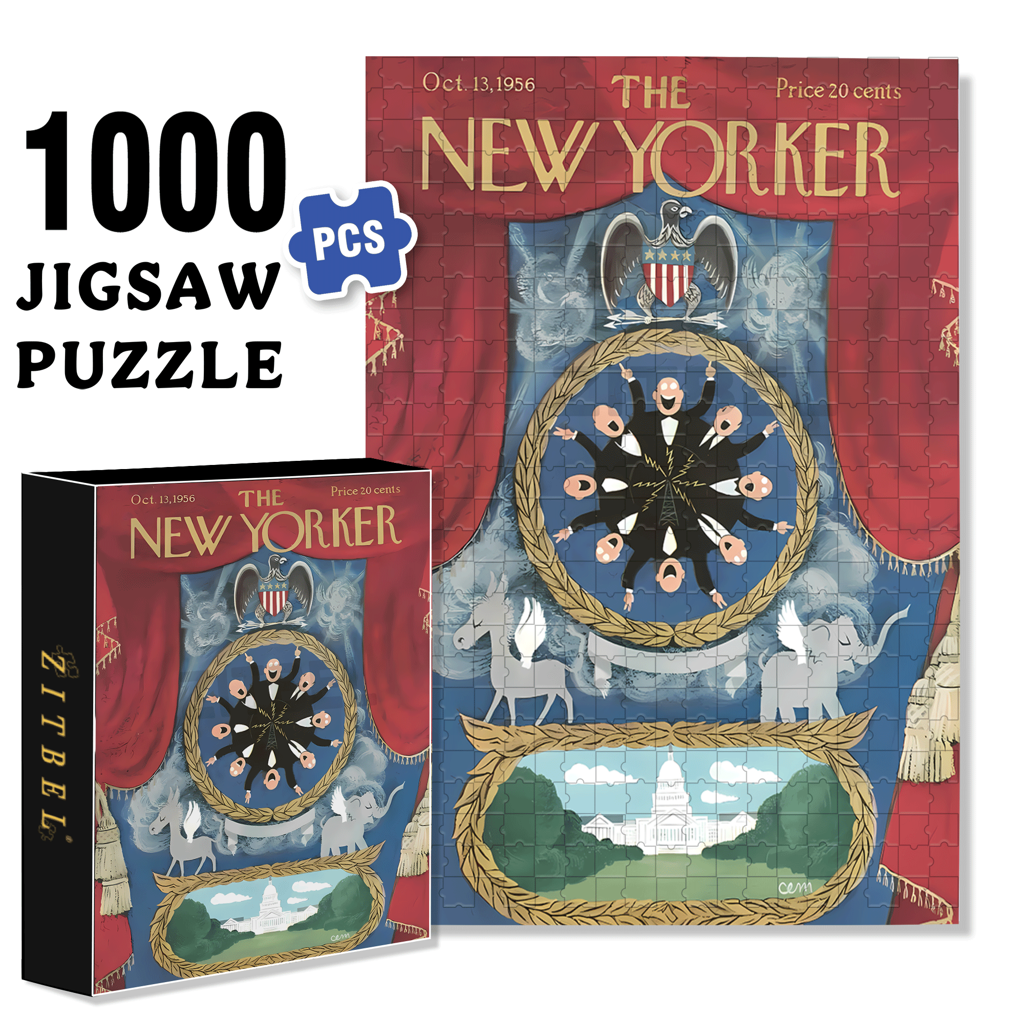 White House 500pcs/1000pcs Jigsaw Puzzle, Scratch-Resistant, Interactive Family Game & Brain-Boosting DIY Decor, Perfect for Halloween, Christmas & New Year Gifts, Family Puzzle Game