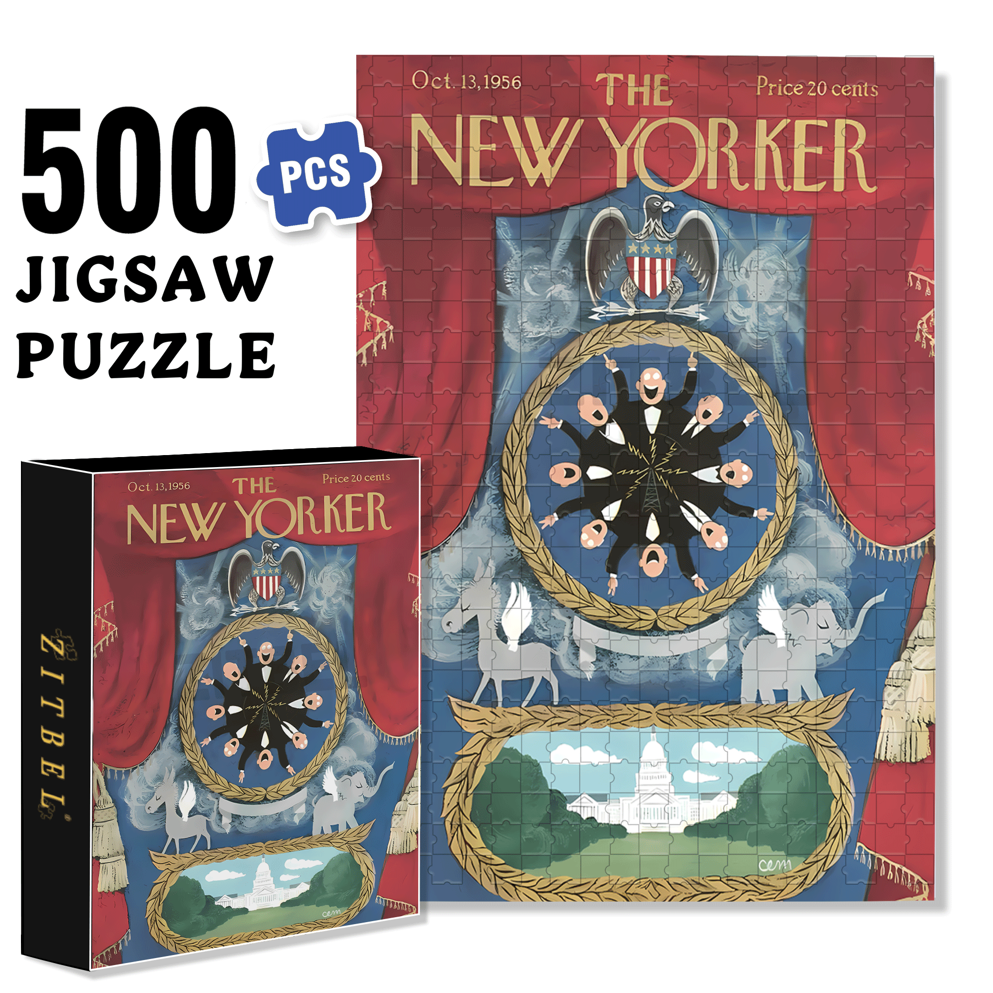 White House 500pcs/1000pcs Jigsaw Puzzle, Scratch-Resistant, Interactive Family Game & Brain-Boosting DIY Decor, Perfect for Halloween, Christmas & New Year Gifts, Family Puzzle Game