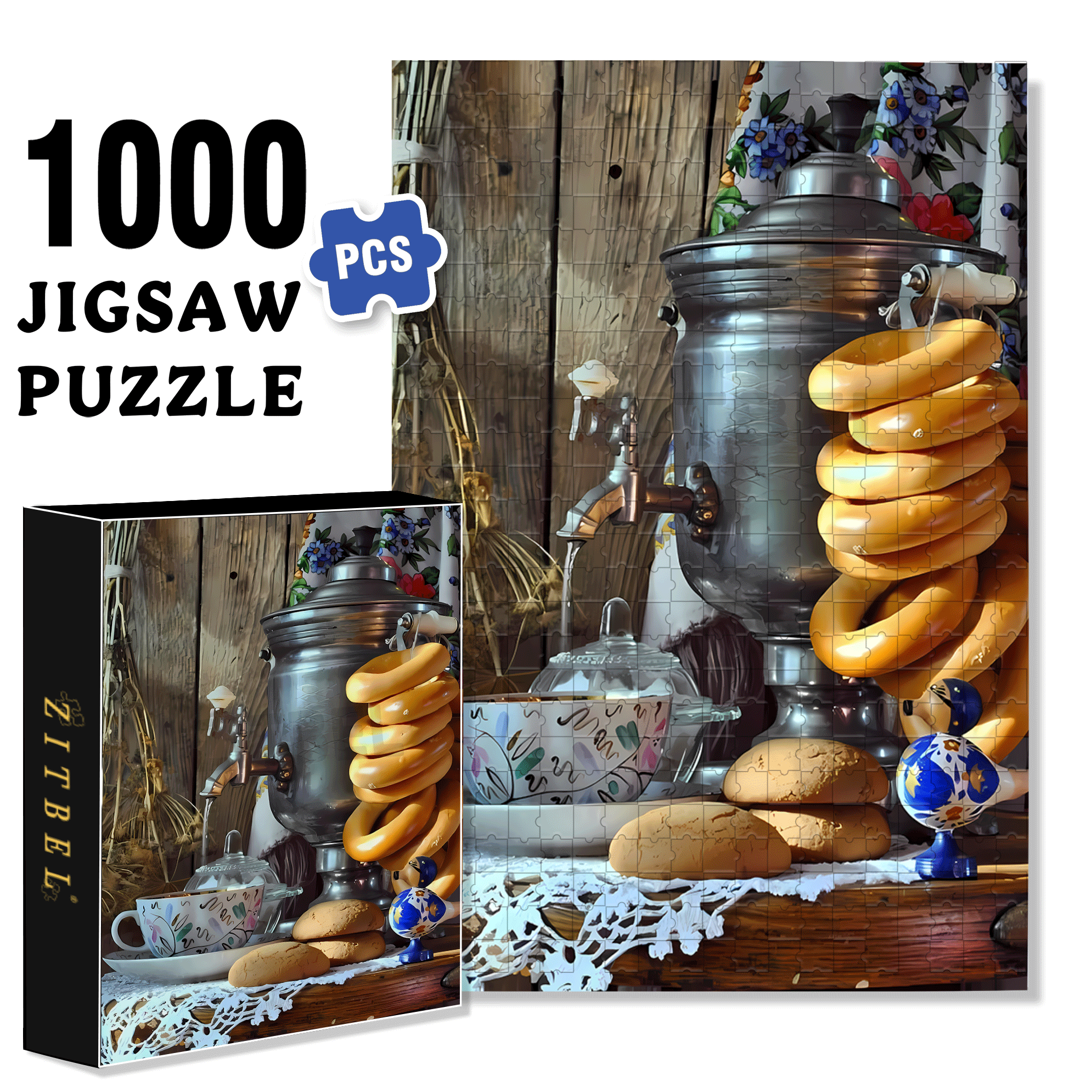 Afternoon Tea Snacks 500pcs/1000pcs Jigsaw Puzzle, Scratch-Resistant, Interactive Family Game & Brain-Boosting DIY Decor, Perfect for Halloween, Christmas & New Year Gifts, Family Puzzle Game