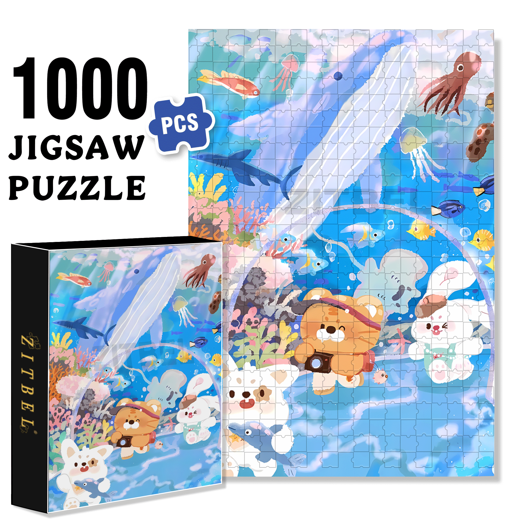 Aquarium Tour 500pcs/1000pcs Jigsaw Puzzle, Scratch-Resistant, Interactive Family Game & Brain-Boosting DIY Decor, Perfect for Halloween, Christmas & New Year Gifts, Family Puzzle Game