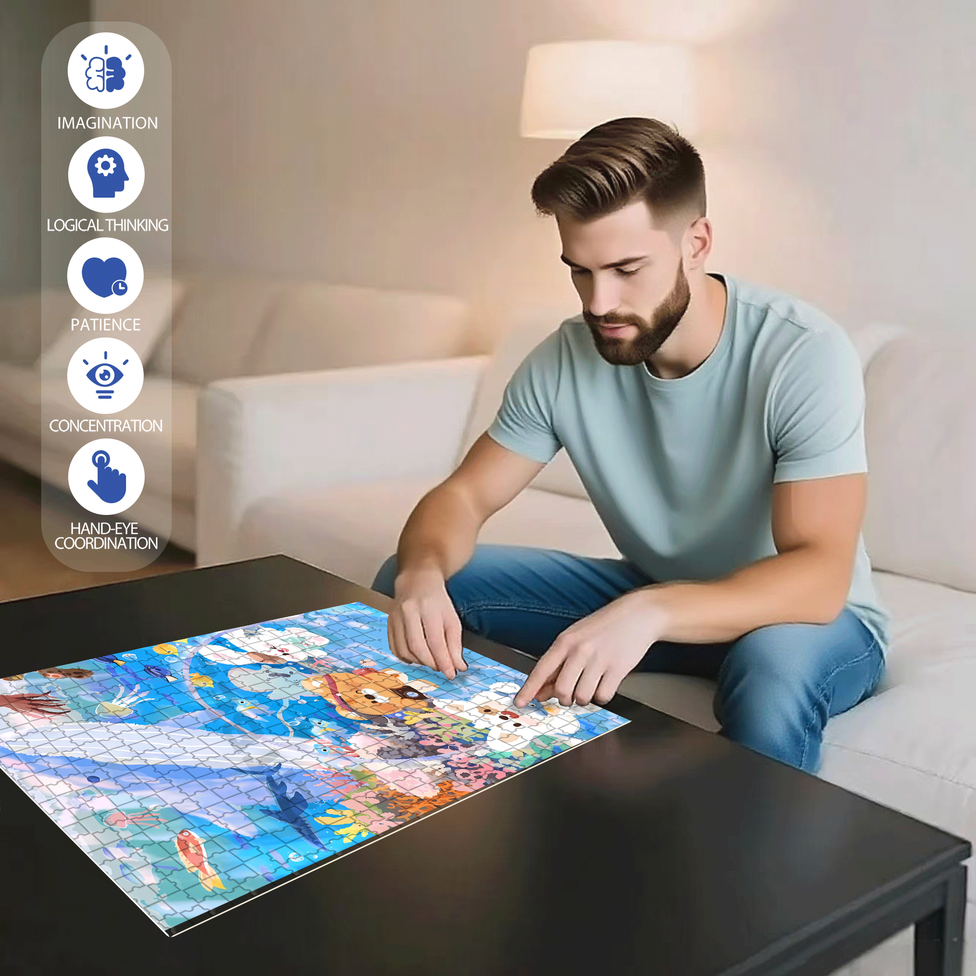 Aquarium Tour 500pcs/1000pcs Jigsaw Puzzle, Scratch-Resistant, Interactive Family Game & Brain-Boosting DIY Decor, Perfect for Halloween, Christmas & New Year Gifts, Family Puzzle Game
