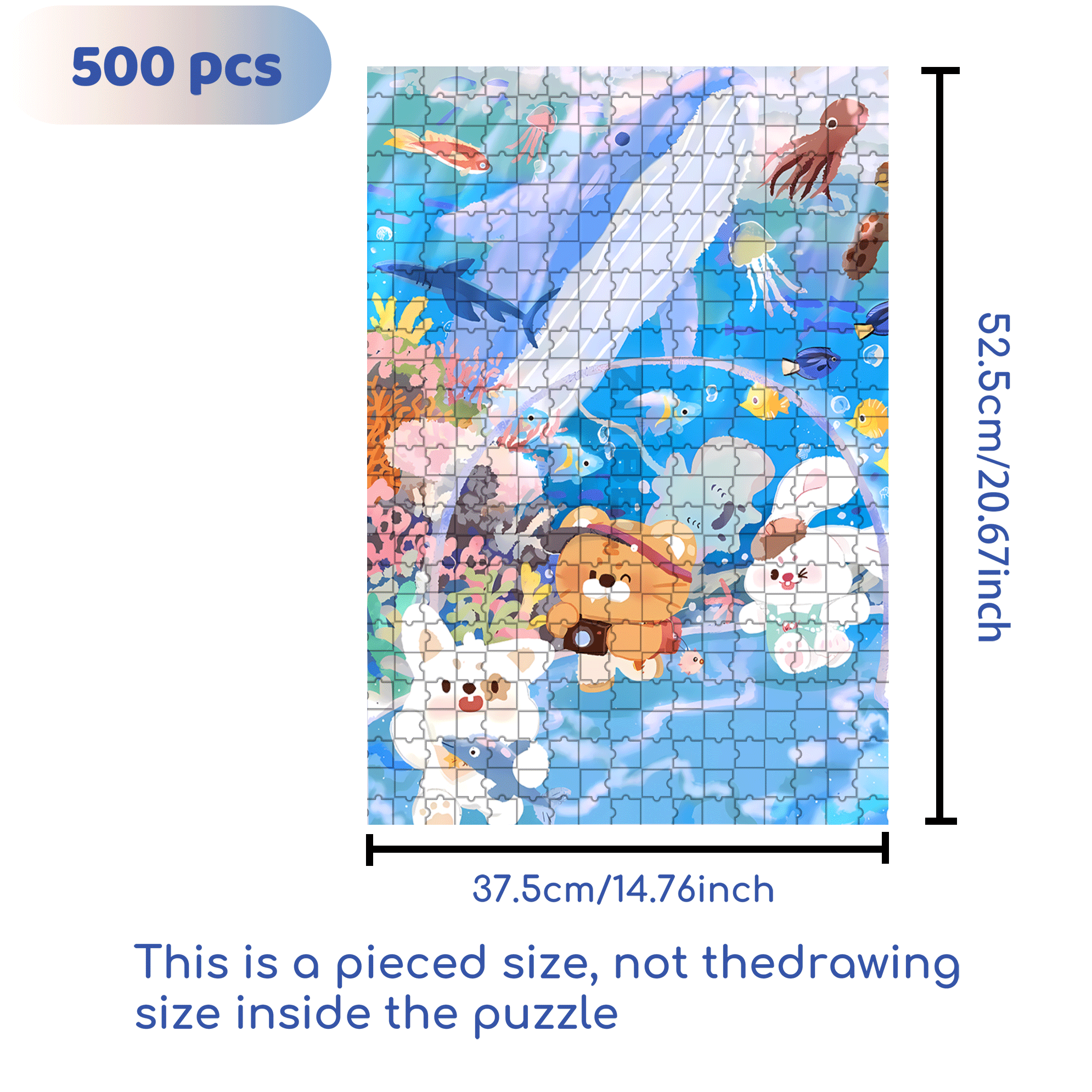 Aquarium Tour 500pcs/1000pcs Jigsaw Puzzle, Scratch-Resistant, Interactive Family Game & Brain-Boosting DIY Decor, Perfect for Halloween, Christmas & New Year Gifts, Family Puzzle Game