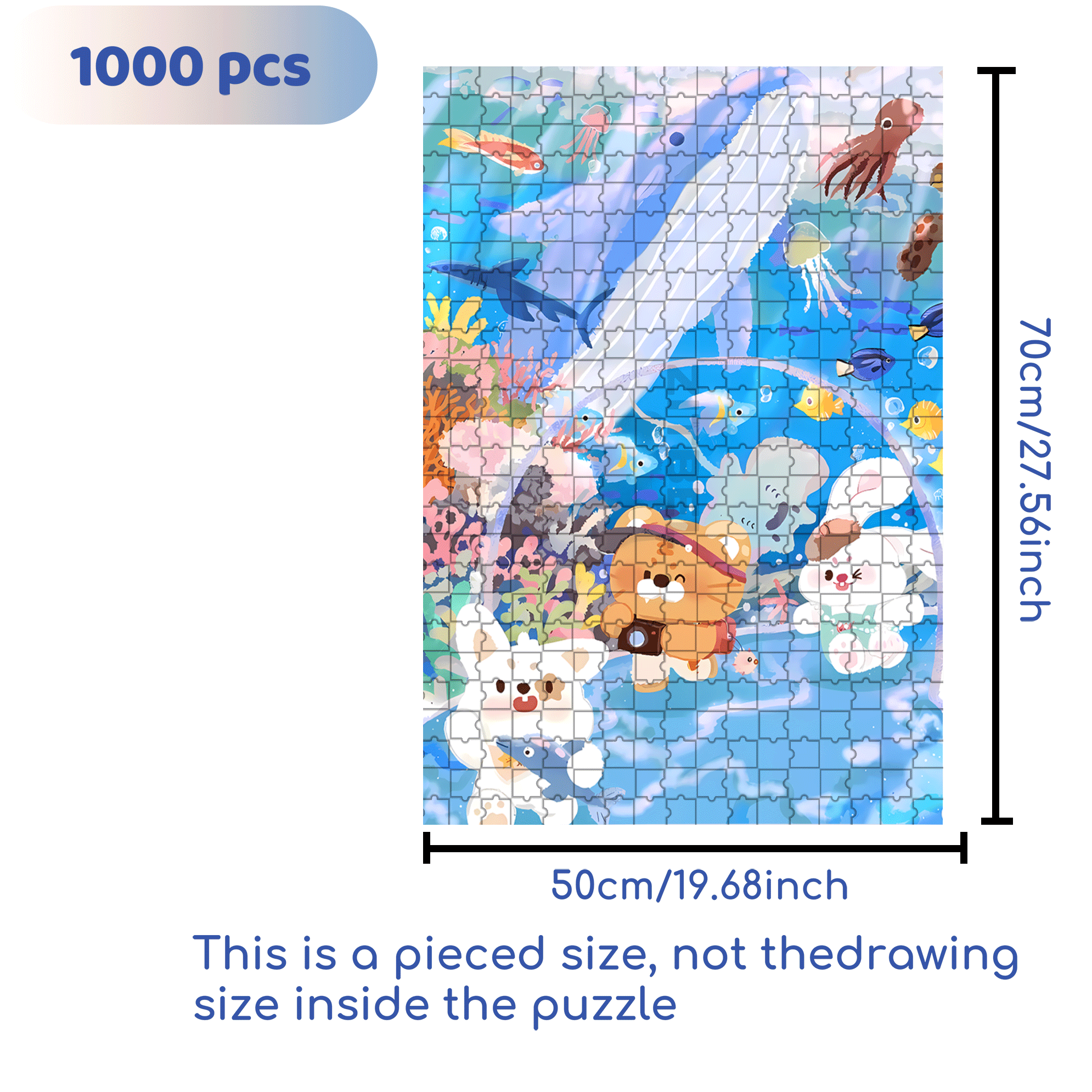 Aquarium Tour 500pcs/1000pcs Jigsaw Puzzle, Scratch-Resistant, Interactive Family Game & Brain-Boosting DIY Decor, Perfect for Halloween, Christmas & New Year Gifts, Family Puzzle Game