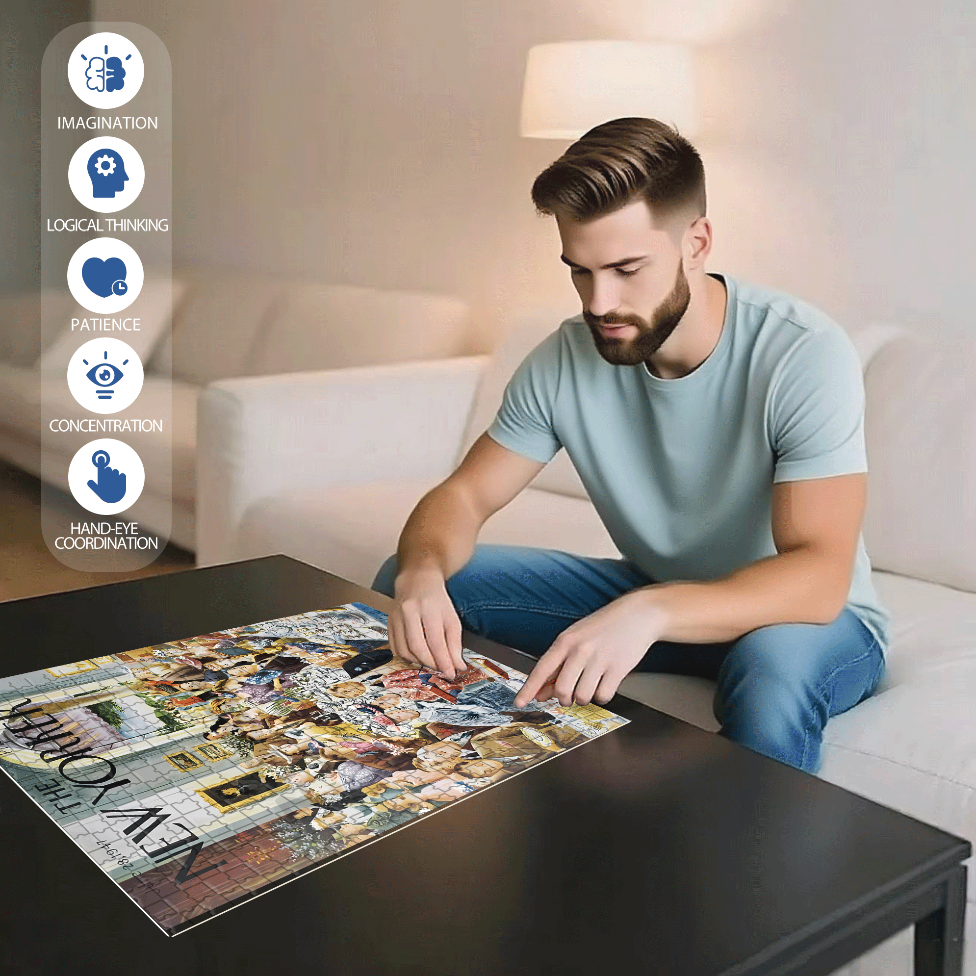 Auction 500pcs/1000pcs Jigsaw Puzzle, Scratch-Resistant, Interactive Family Game & Brain-Boosting DIY Decor, Perfect for Halloween, Christmas & New Year Gifts, Family Puzzle Game