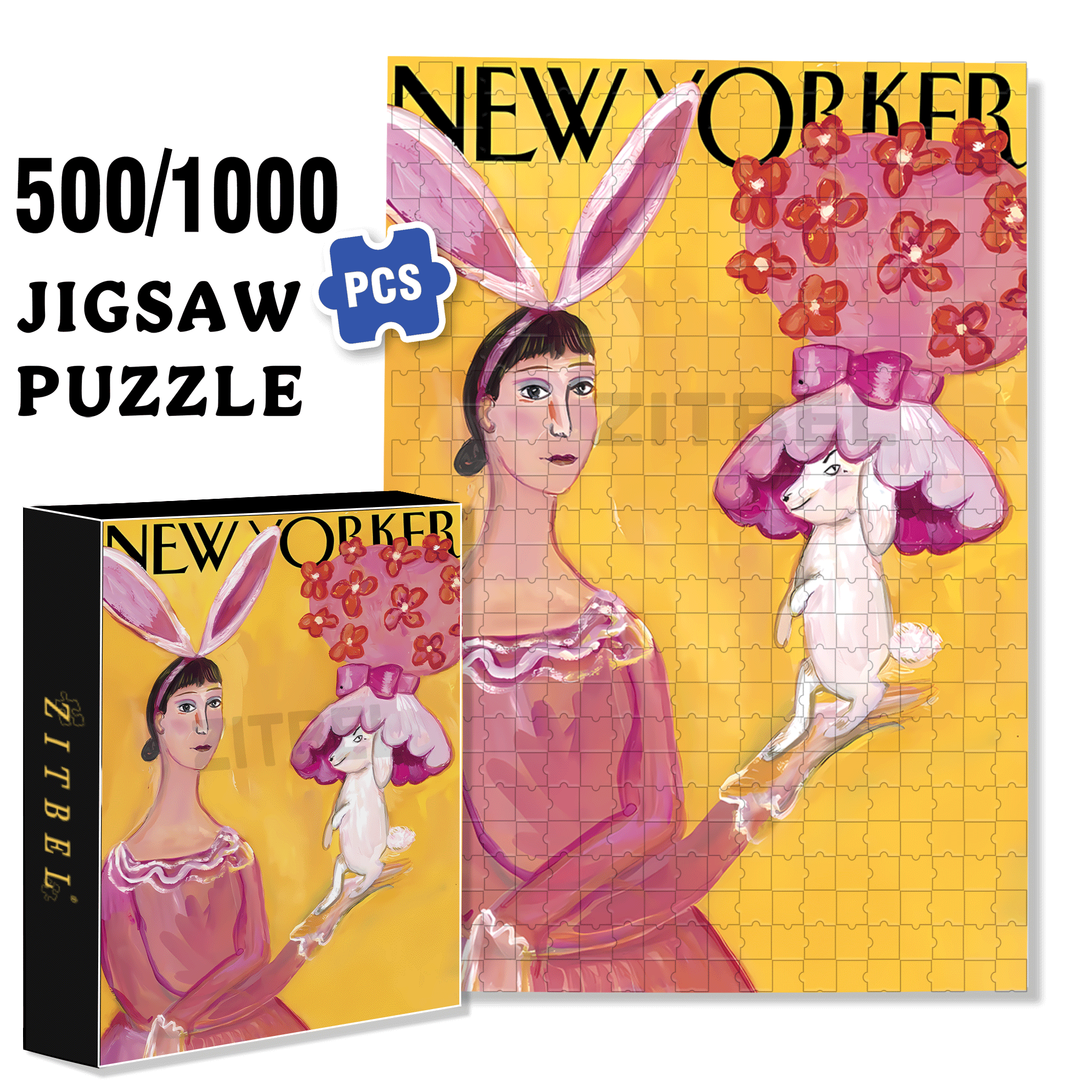 Bunny Girl 500pcs/1000pcs Jigsaw Puzzle, Scratch-Resistant, Interactive Family Game & Brain-Boosting DIY Decor, Perfect for Halloween, Christmas & New Year Gifts, Family Puzzle Game