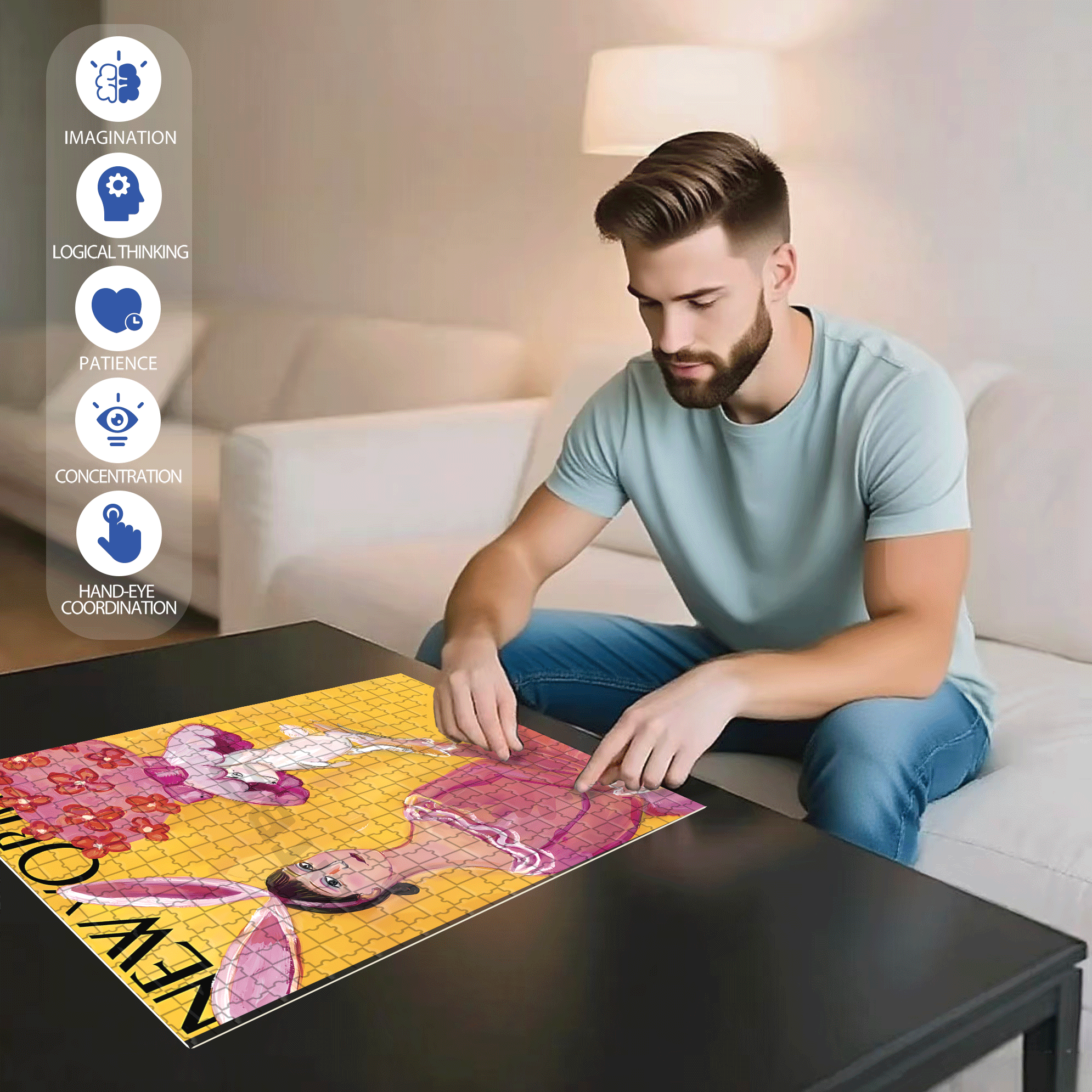 Bunny Girl 500pcs/1000pcs Jigsaw Puzzle, Scratch-Resistant, Interactive Family Game & Brain-Boosting DIY Decor, Perfect for Halloween, Christmas & New Year Gifts, Family Puzzle Game