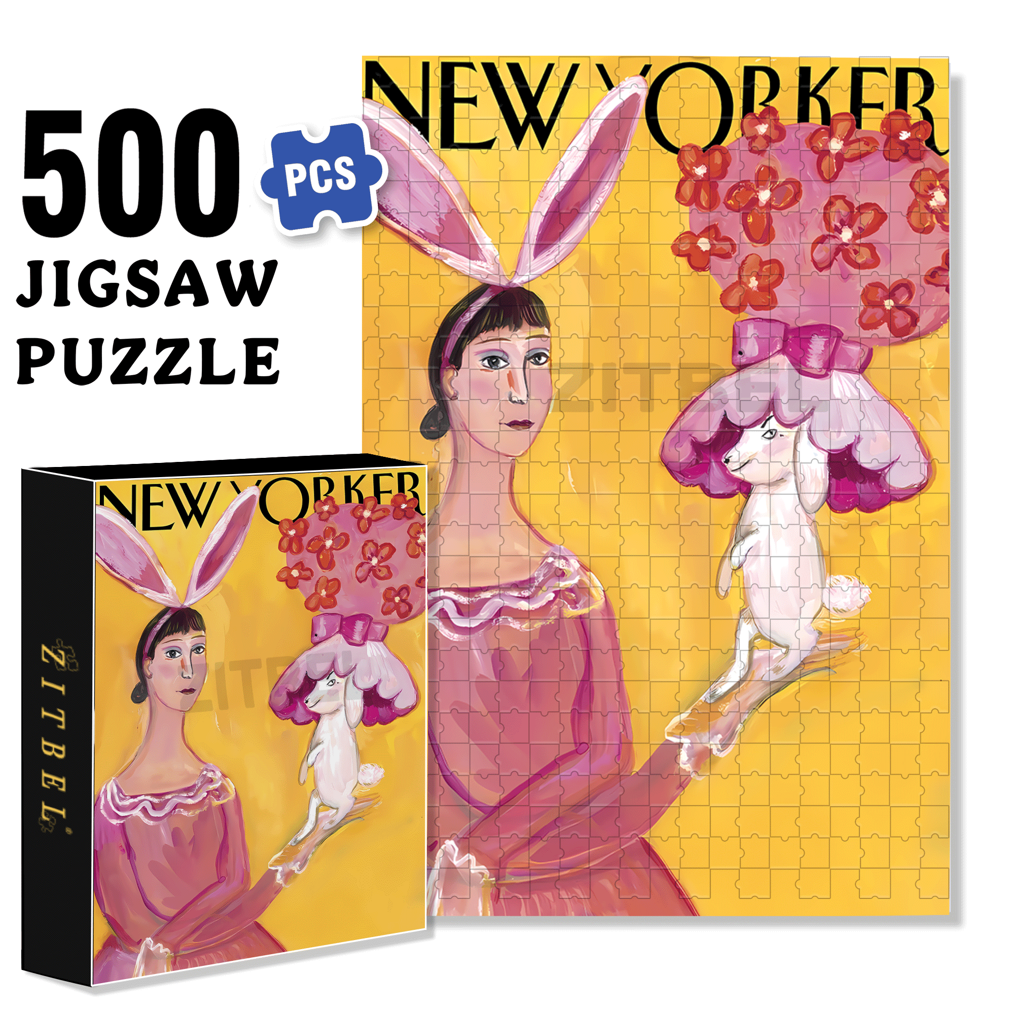 Bunny Girl 500pcs/1000pcs Jigsaw Puzzle, Scratch-Resistant, Interactive Family Game & Brain-Boosting DIY Decor, Perfect for Halloween, Christmas & New Year Gifts, Family Puzzle Game