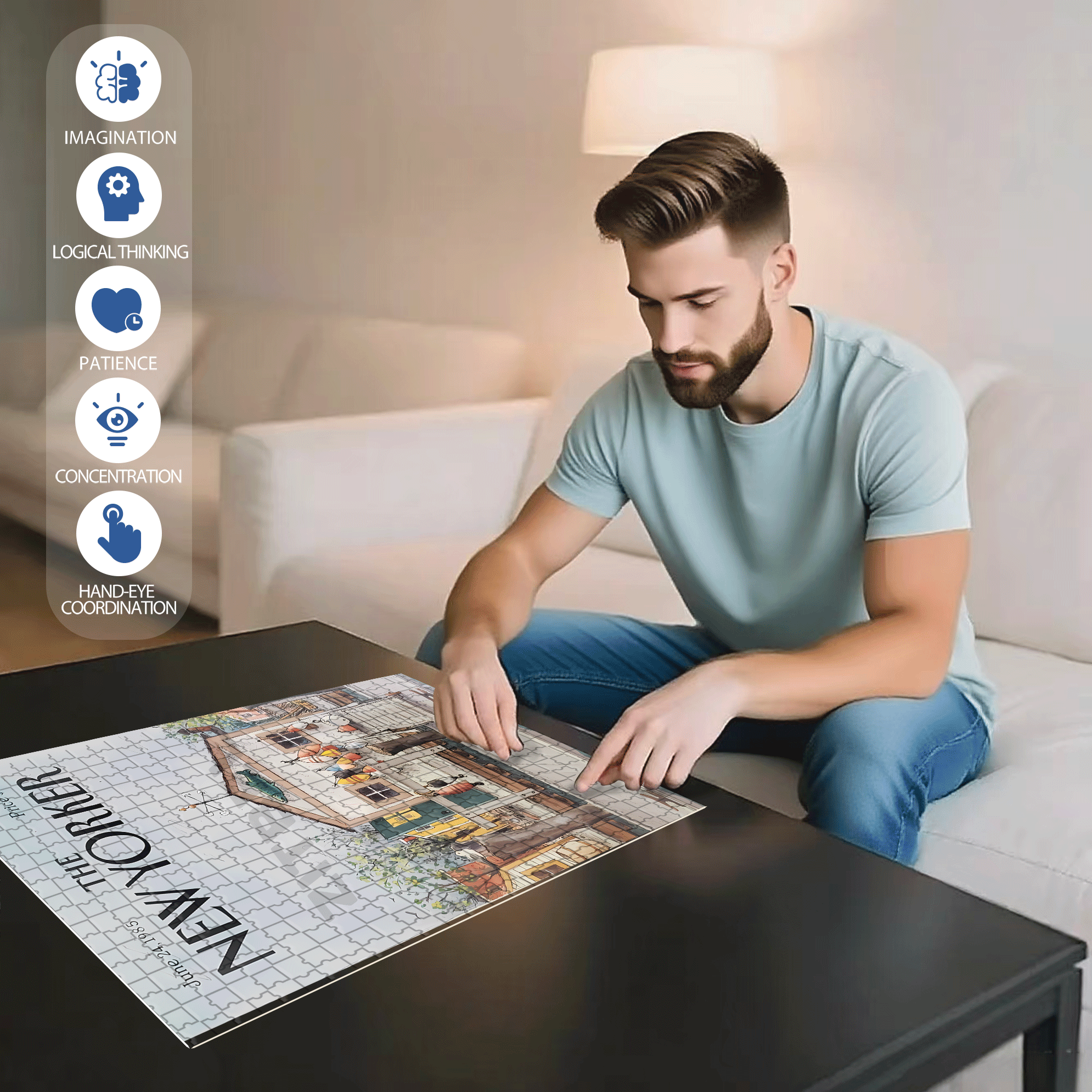 Buoy 500pcs/1000pcs Jigsaw Puzzle, Scratch-Resistant, Interactive Family Game & Brain-Boosting DIY Decor, Perfect for Halloween, Christmas & New Year Gifts, Family Puzzle Game