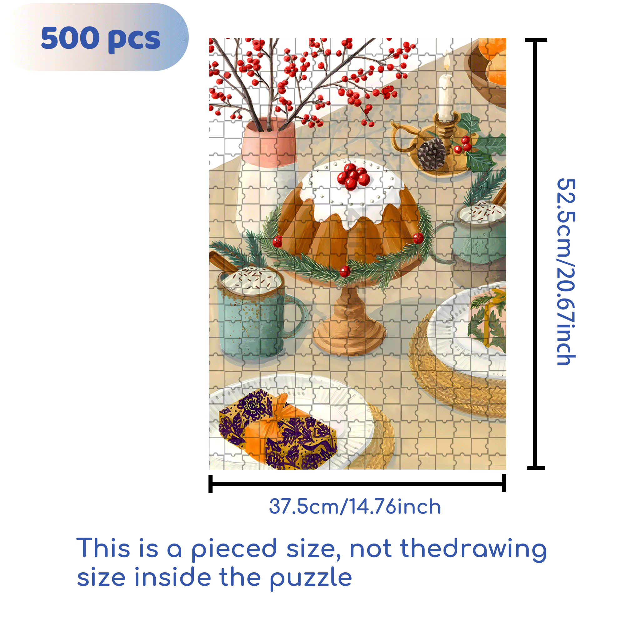 Christmas Dinner 2 500pcs/1000pcs Jigsaw Puzzle, Scratch-Resistant, Interactive Family Game & Brain-Boosting DIY Decor, Perfect for Halloween, Christmas & New Year Gifts, Family Puzzle Game