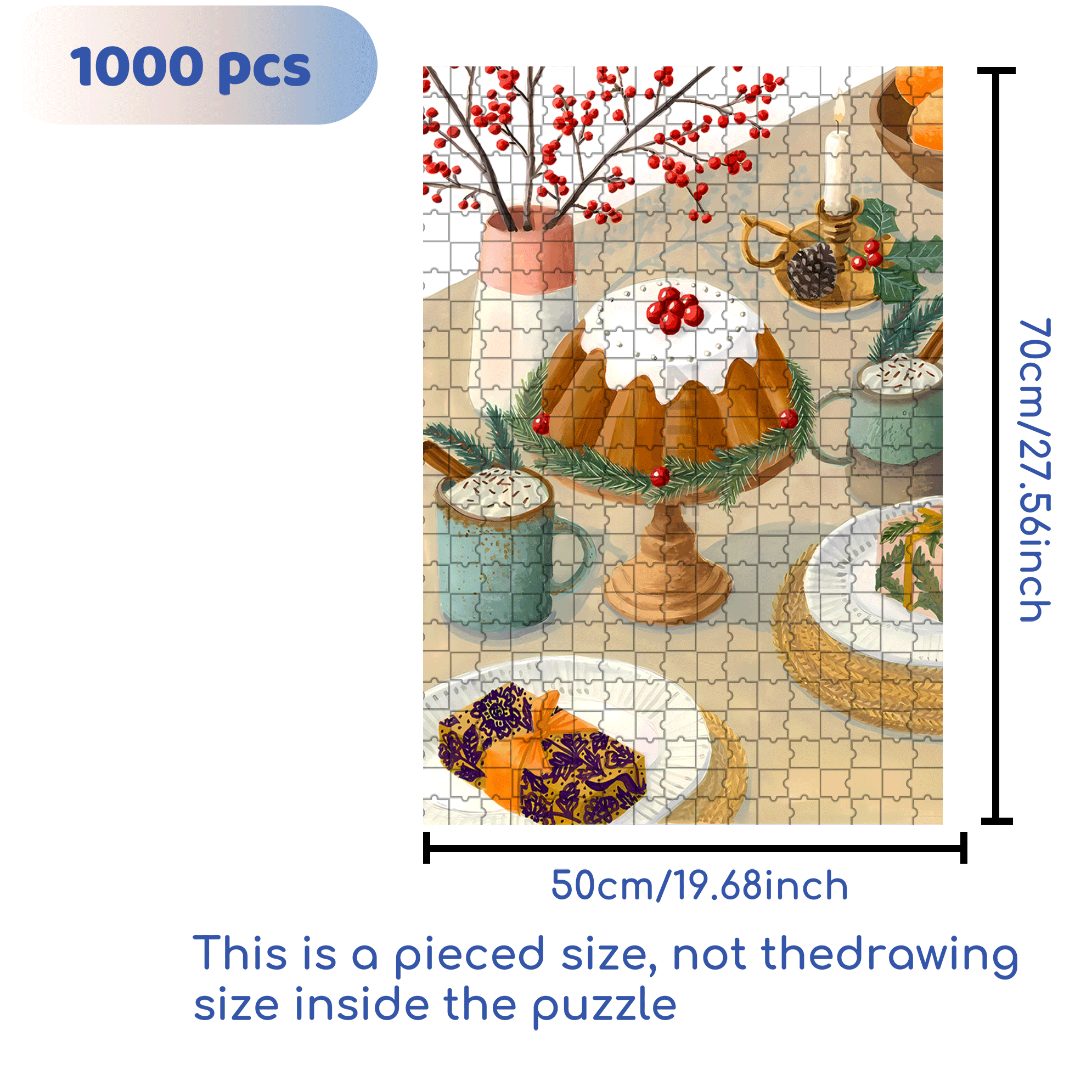 Christmas Dinner 2 500pcs/1000pcs Jigsaw Puzzle, Scratch-Resistant, Interactive Family Game & Brain-Boosting DIY Decor, Perfect for Halloween, Christmas & New Year Gifts, Family Puzzle Game