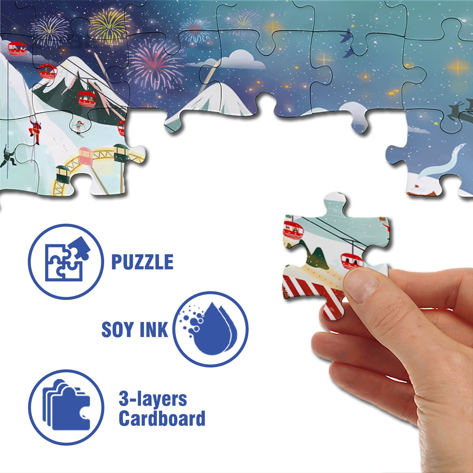 Christmas Fireworks Party 500pcs/1000pcs Jigsaw Puzzle, Scratch-Resistant, Interactive Family Game & Brain-Boosting DIY Decor, Perfect for Halloween, Christmas & New Year Gifts, Family Puzzle Game