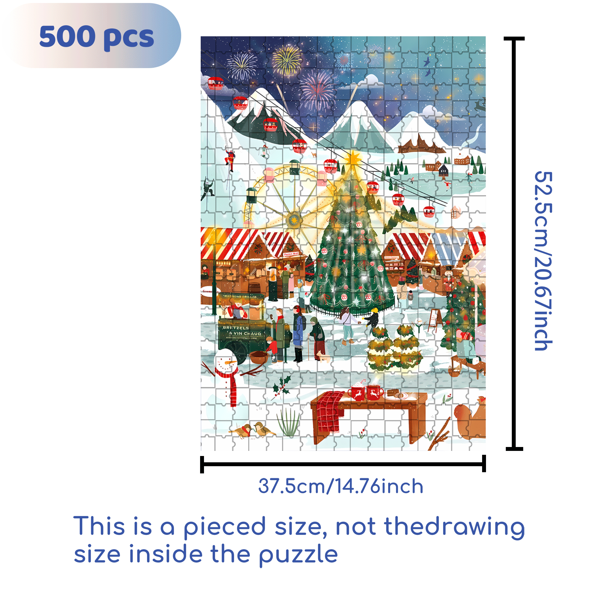 Christmas Fireworks Party 500pcs/1000pcs Jigsaw Puzzle, Scratch-Resistant, Interactive Family Game & Brain-Boosting DIY Decor, Perfect for Halloween, Christmas & New Year Gifts, Family Puzzle Game