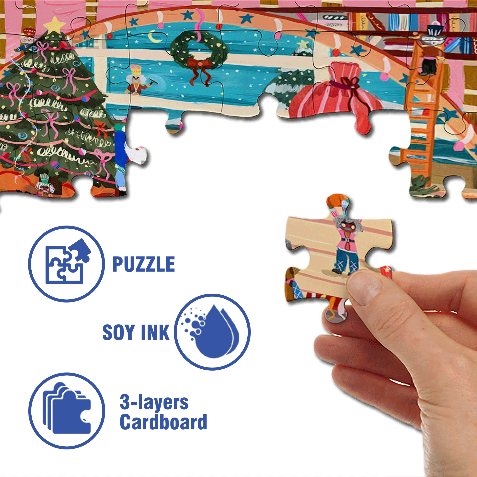 Christmas Gift Factory 500pcs/1000pcs Jigsaw Puzzle, Scratch-Resistant, Interactive Family Game & Brain-Boosting DIY Decor, Perfect for Halloween, Christmas & New Year Gifts, Family Puzzle Game