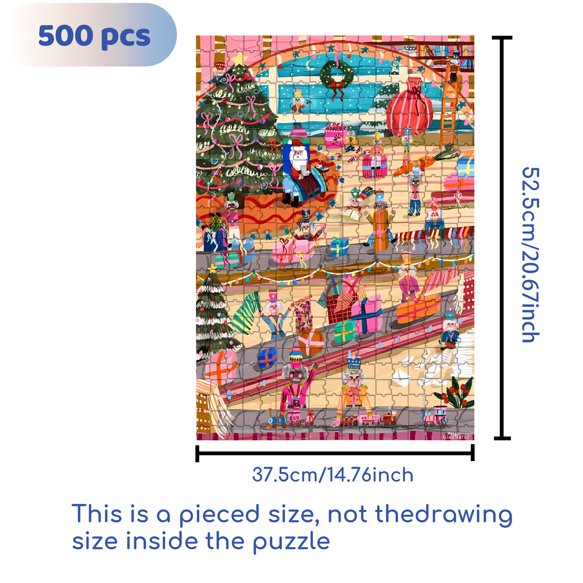 Christmas Gift Factory 500pcs/1000pcs Jigsaw Puzzle, Scratch-Resistant, Interactive Family Game & Brain-Boosting DIY Decor, Perfect for Halloween, Christmas & New Year Gifts, Family Puzzle Game