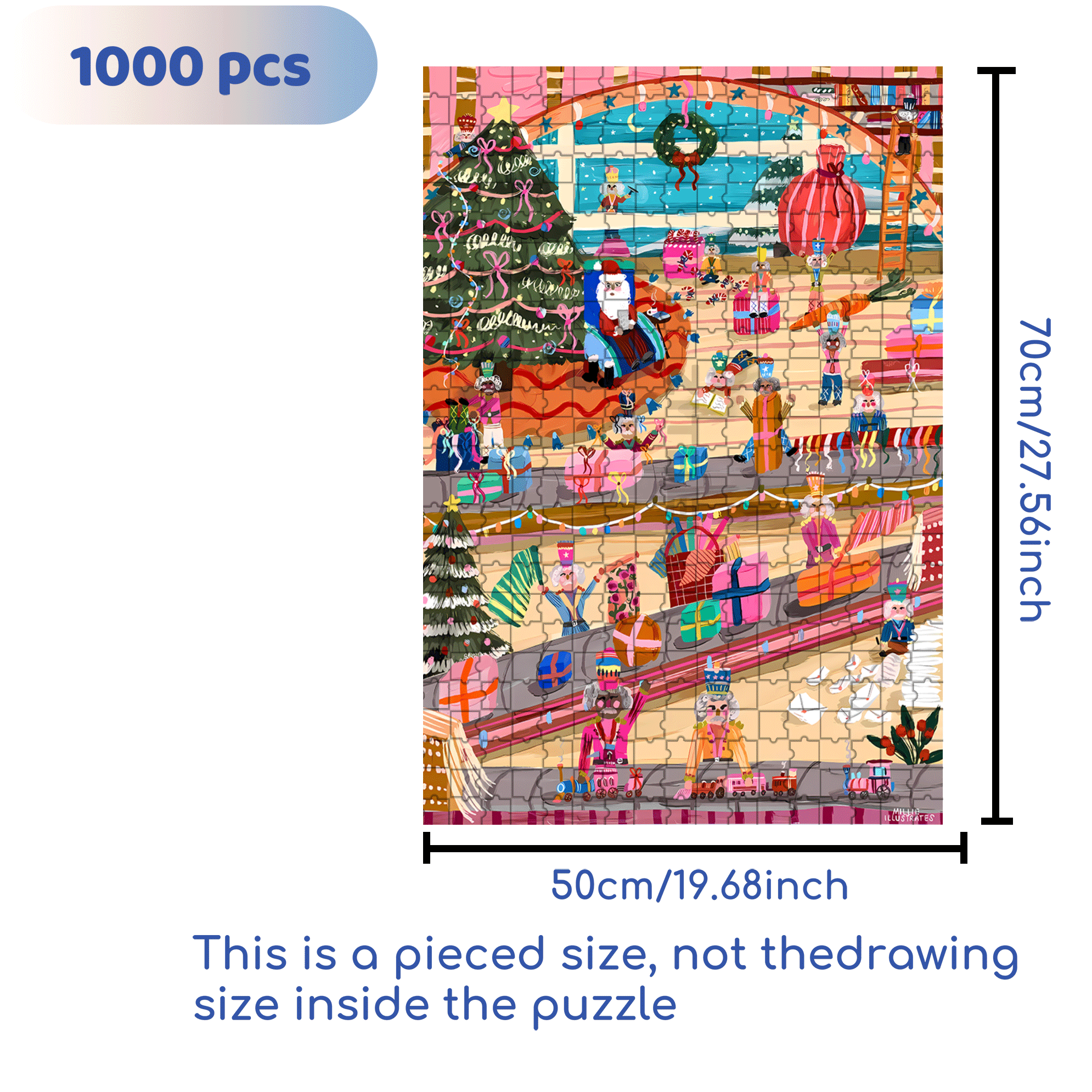 Christmas Gift Factory 500pcs/1000pcs Jigsaw Puzzle, Scratch-Resistant, Interactive Family Game & Brain-Boosting DIY Decor, Perfect for Halloween, Christmas & New Year Gifts, Family Puzzle Game