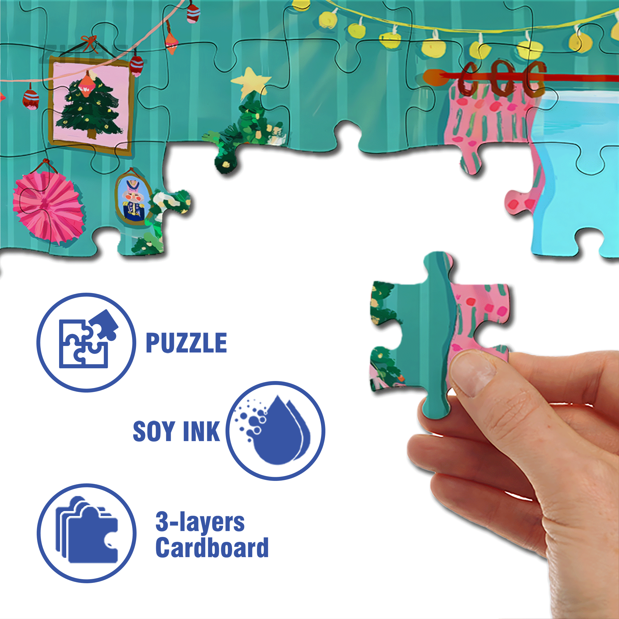 Christmas Tree Decorations 500pcs/1000pcs Jigsaw Puzzle, Scratch-Resistant, Interactive Family Game & Brain-Boosting DIY Decor, Perfect for Halloween, Christmas & New Year Gifts, Family Puzzle Game