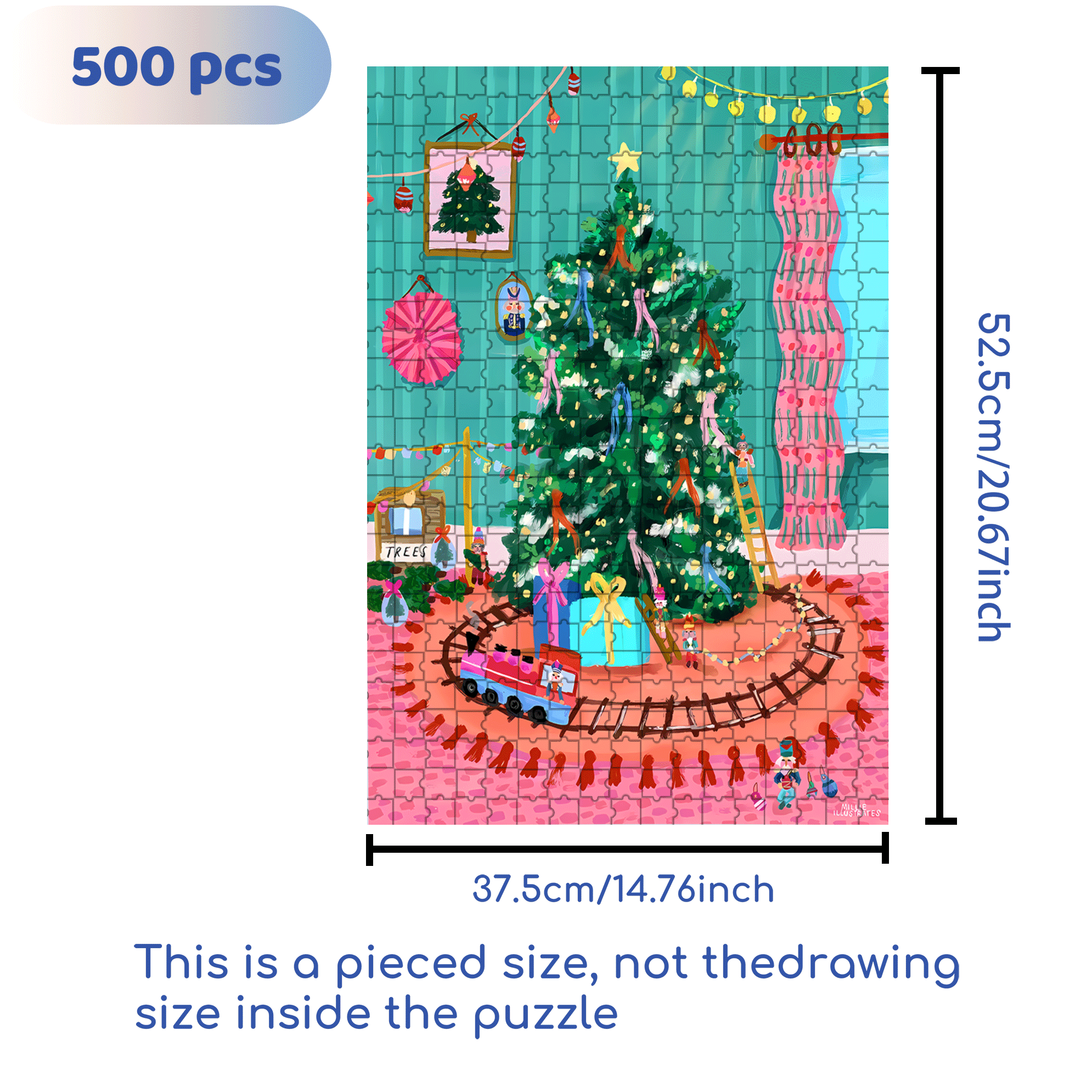 Christmas Tree Decorations 500pcs/1000pcs Jigsaw Puzzle, Scratch-Resistant, Interactive Family Game & Brain-Boosting DIY Decor, Perfect for Halloween, Christmas & New Year Gifts, Family Puzzle Game