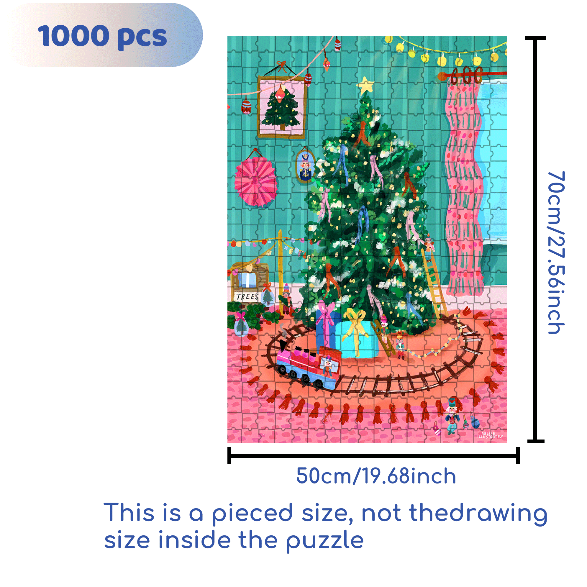 Christmas Tree Decorations 500pcs/1000pcs Jigsaw Puzzle, Scratch-Resistant, Interactive Family Game & Brain-Boosting DIY Decor, Perfect for Halloween, Christmas & New Year Gifts, Family Puzzle Game