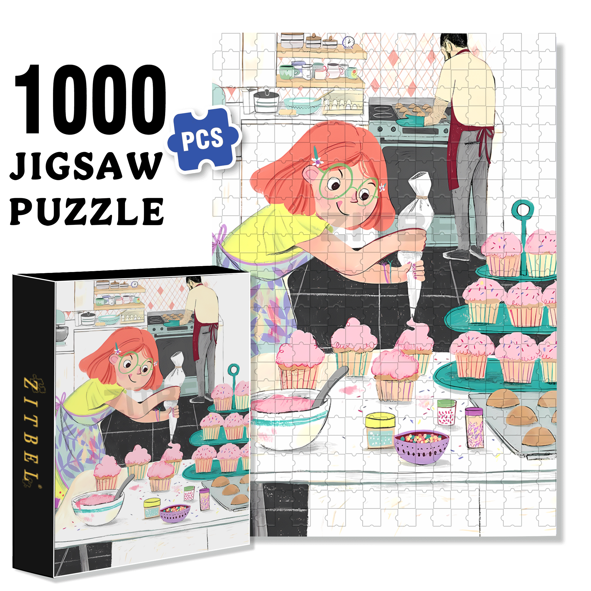 Creating Delicious Food 500pcs/1000pcs Jigsaw Puzzle, Scratch-Resistant, Interactive Family Game & Brain-Boosting DIY Decor, Perfect for Halloween, Christmas & New Year Gifts, Family Puzzle Game