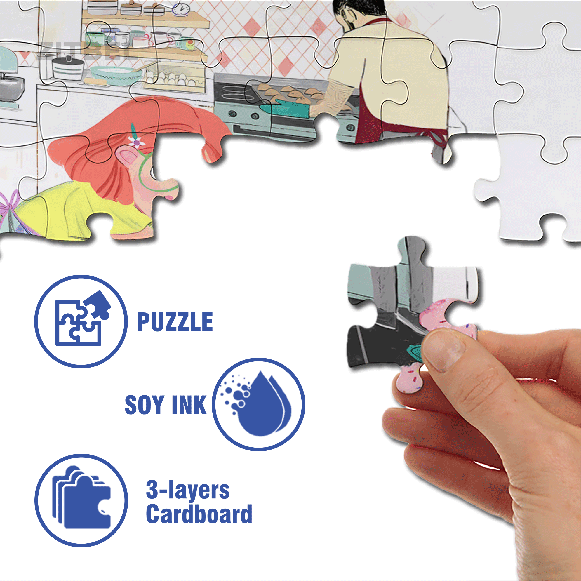 Creating Delicious Food 500pcs/1000pcs Jigsaw Puzzle, Scratch-Resistant, Interactive Family Game & Brain-Boosting DIY Decor, Perfect for Halloween, Christmas & New Year Gifts, Family Puzzle Game