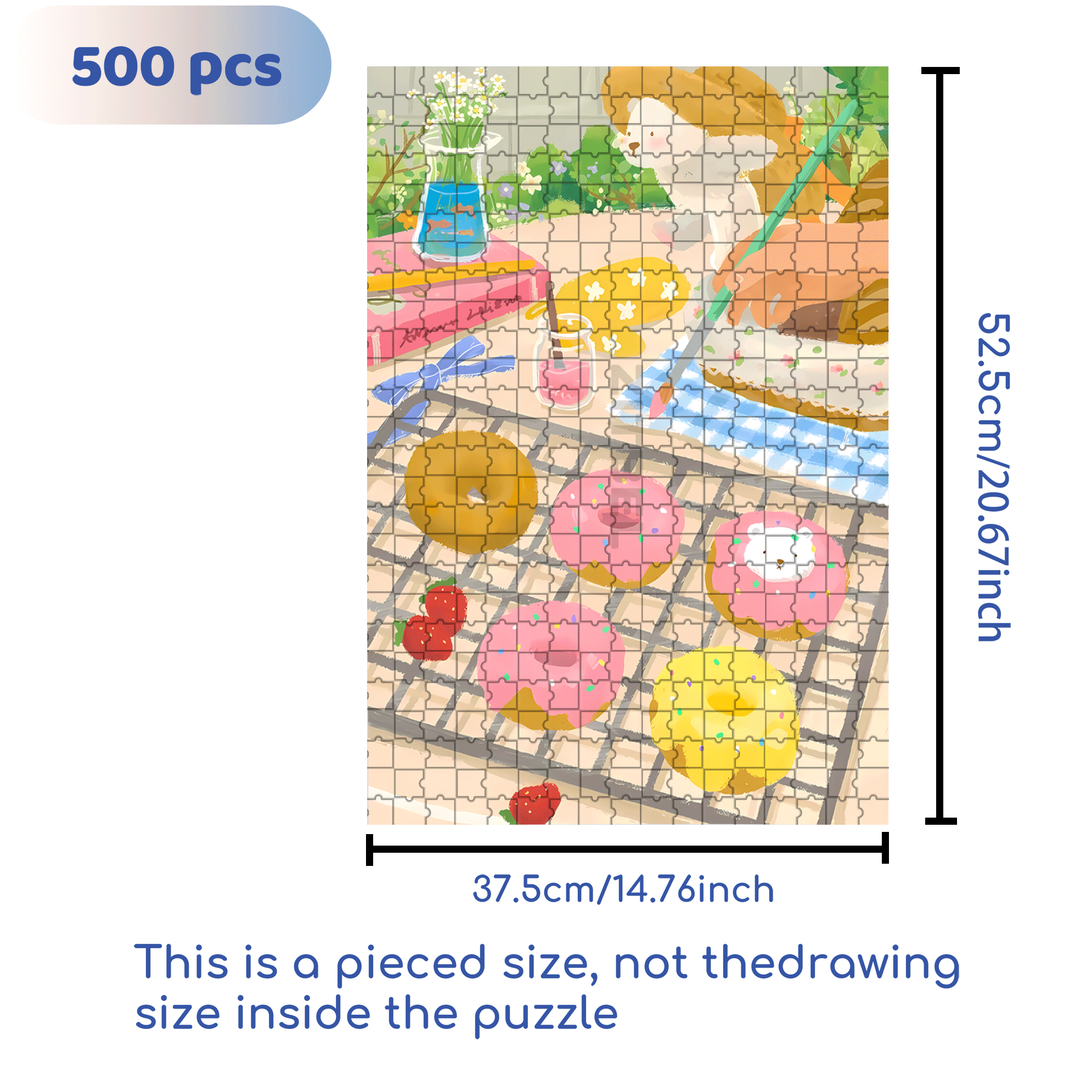 Delicious Donuts 500pcs/1000pcs Jigsaw Puzzle, Scratch-Resistant, Interactive Family Game & Brain-Boosting DIY Decor, Perfect for Halloween, Christmas & New Year Gifts, Family Puzzle Game