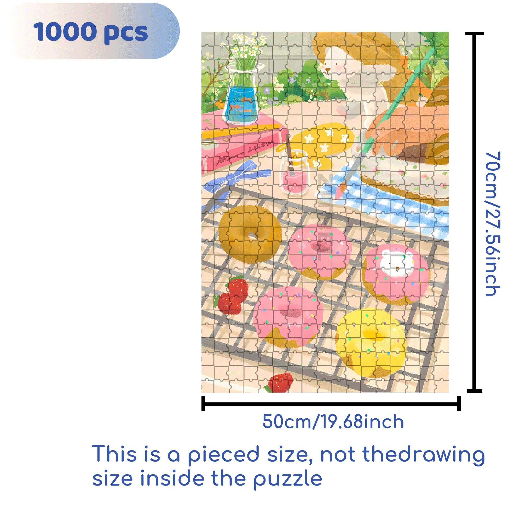 Delicious Donuts 500pcs/1000pcs Jigsaw Puzzle, Scratch-Resistant, Interactive Family Game & Brain-Boosting DIY Decor, Perfect for Halloween, Christmas & New Year Gifts, Family Puzzle Game