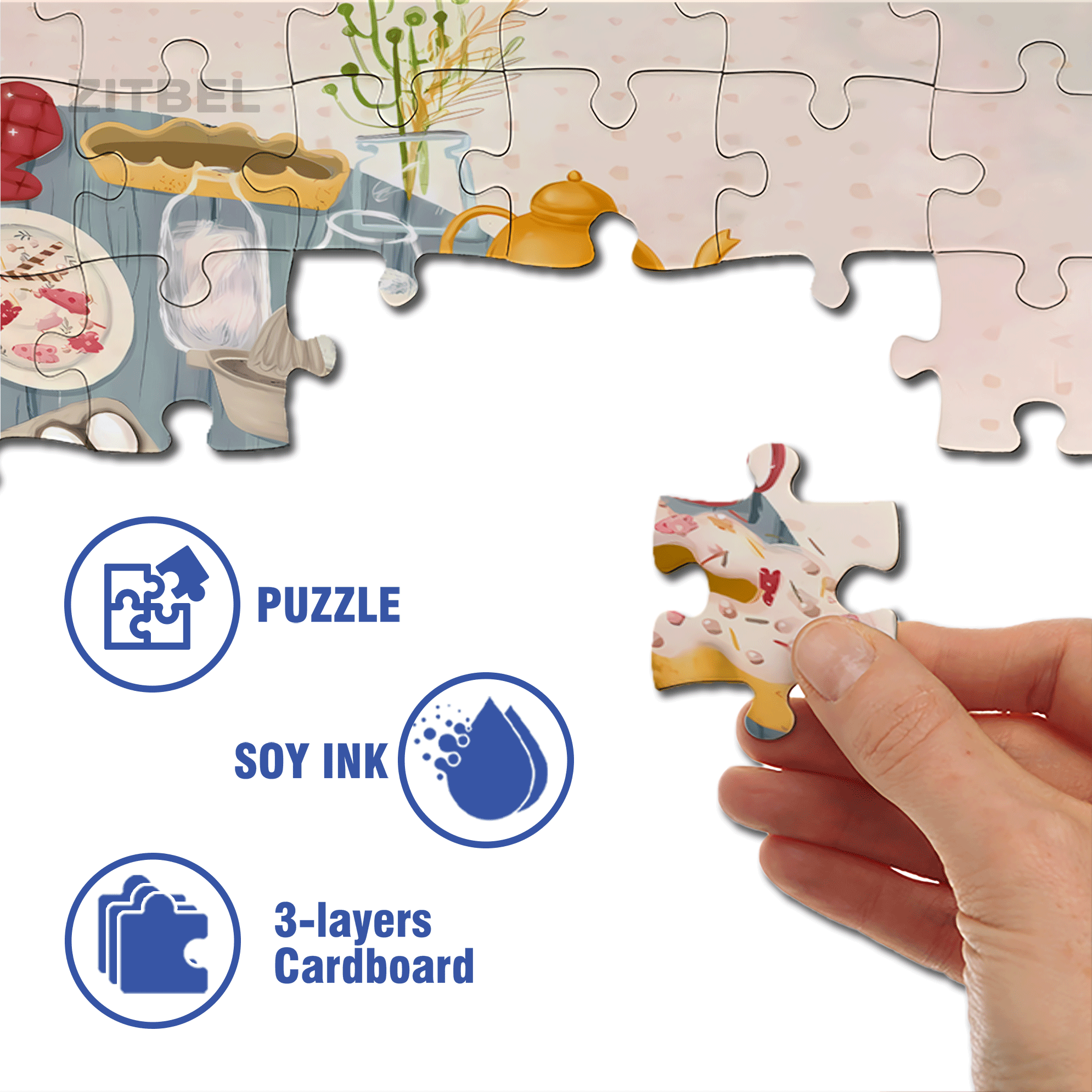Dessert Making 500pcs/1000pcs Jigsaw Puzzle, Scratch-Resistant, Interactive Family Game & Brain-Boosting DIY Decor, Perfect for Halloween, Christmas & New Year Gifts, Family Puzzle Game