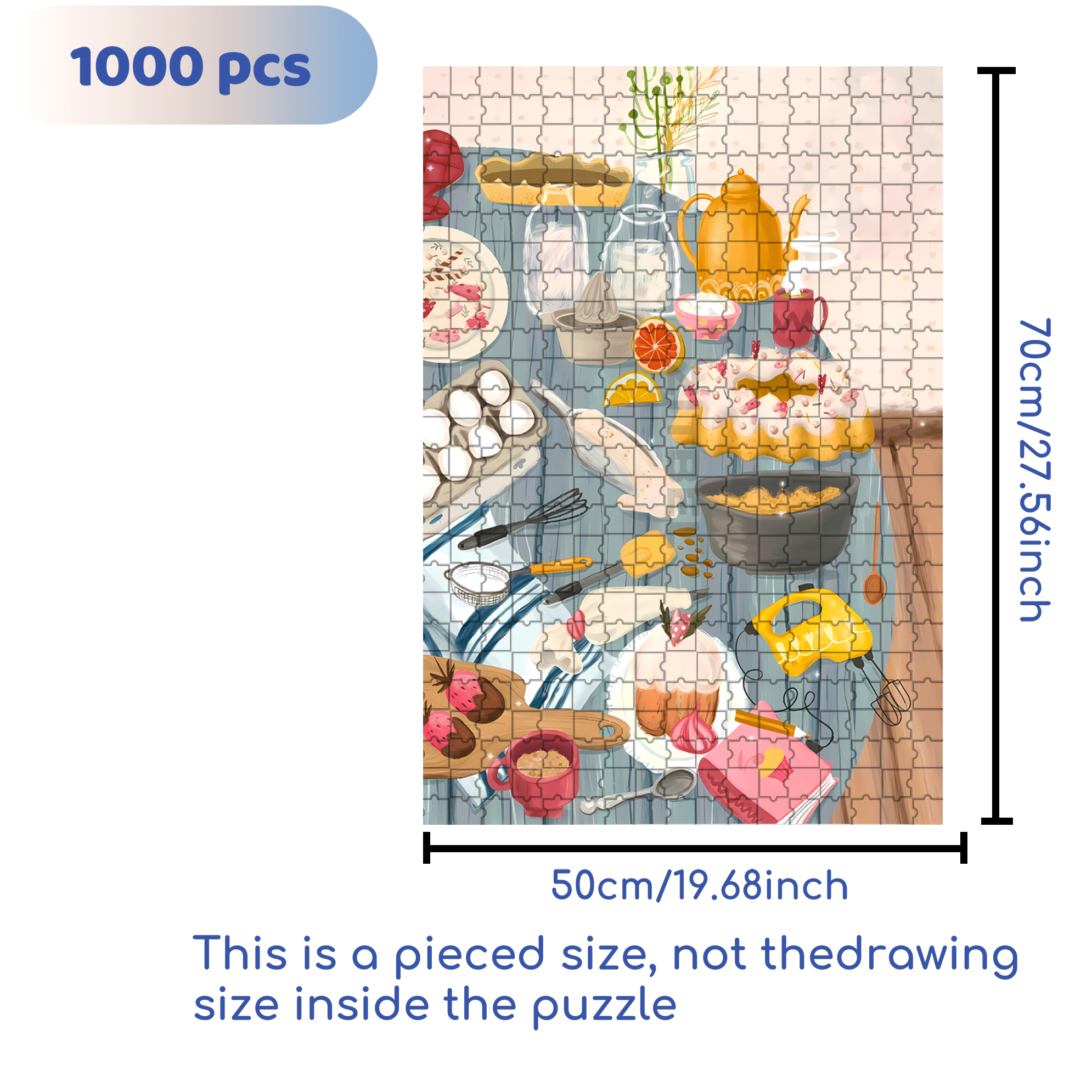 Dessert Making 500pcs/1000pcs Jigsaw Puzzle, Scratch-Resistant, Interactive Family Game & Brain-Boosting DIY Decor, Perfect for Halloween, Christmas & New Year Gifts, Family Puzzle Game
