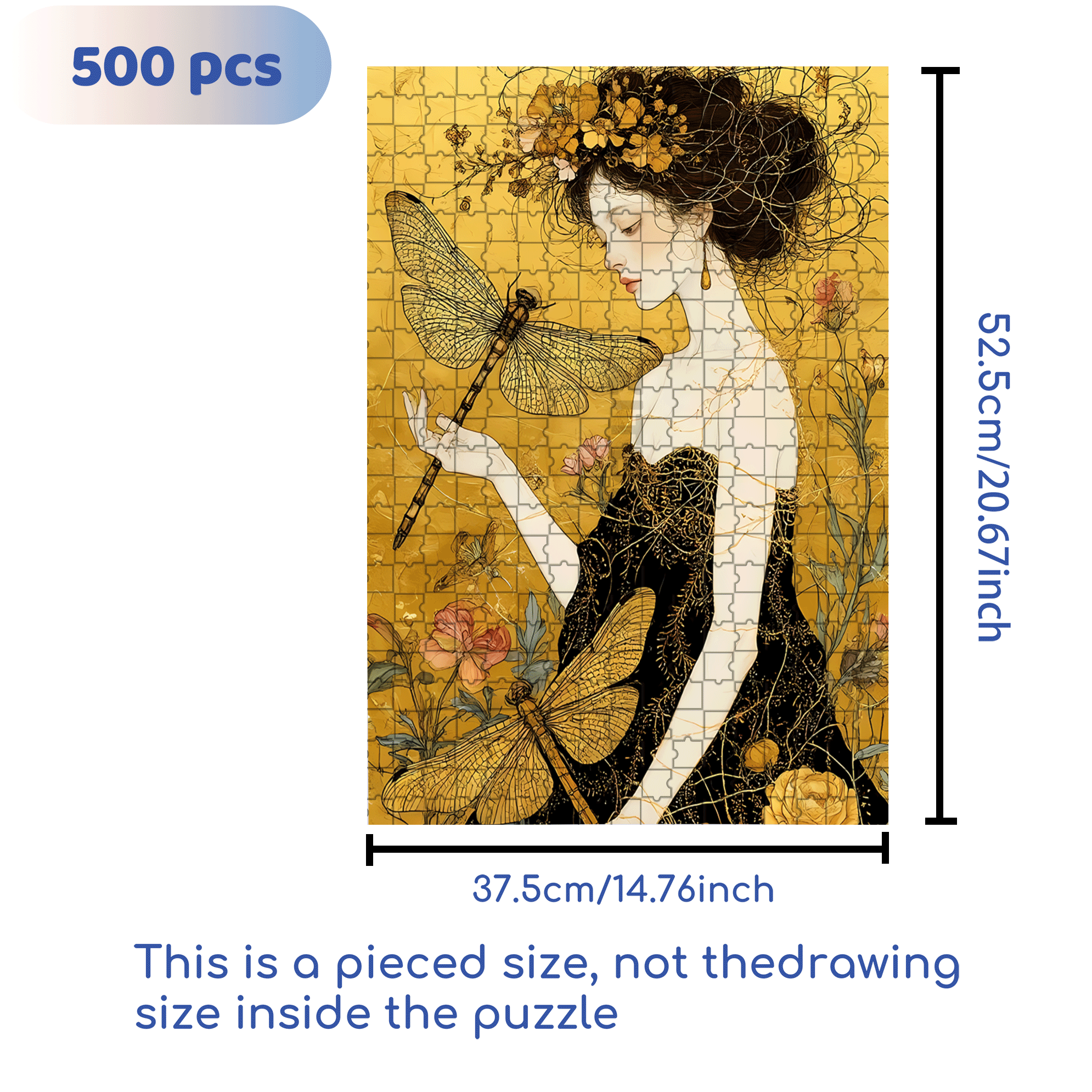 Dragonfly Love 500pcs/1000pcs Jigsaw Puzzle, Scratch-Resistant, Interactive Family Game & Brain-Boosting DIY Decor, Perfect for Halloween, Christmas & New Year Gifts, Family Puzzle Game