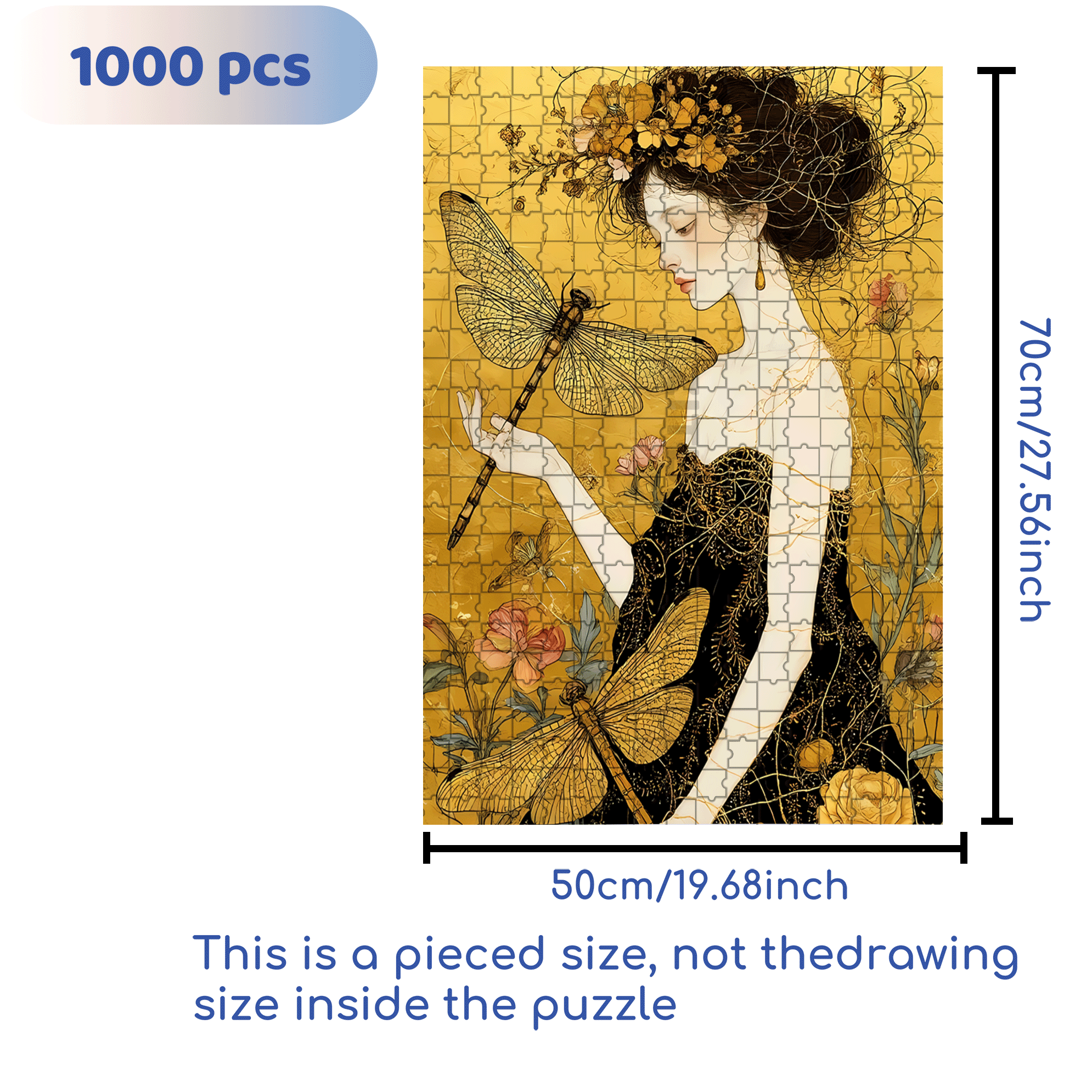 Dragonfly Love 500pcs/1000pcs Jigsaw Puzzle, Scratch-Resistant, Interactive Family Game & Brain-Boosting DIY Decor, Perfect for Halloween, Christmas & New Year Gifts, Family Puzzle Game
