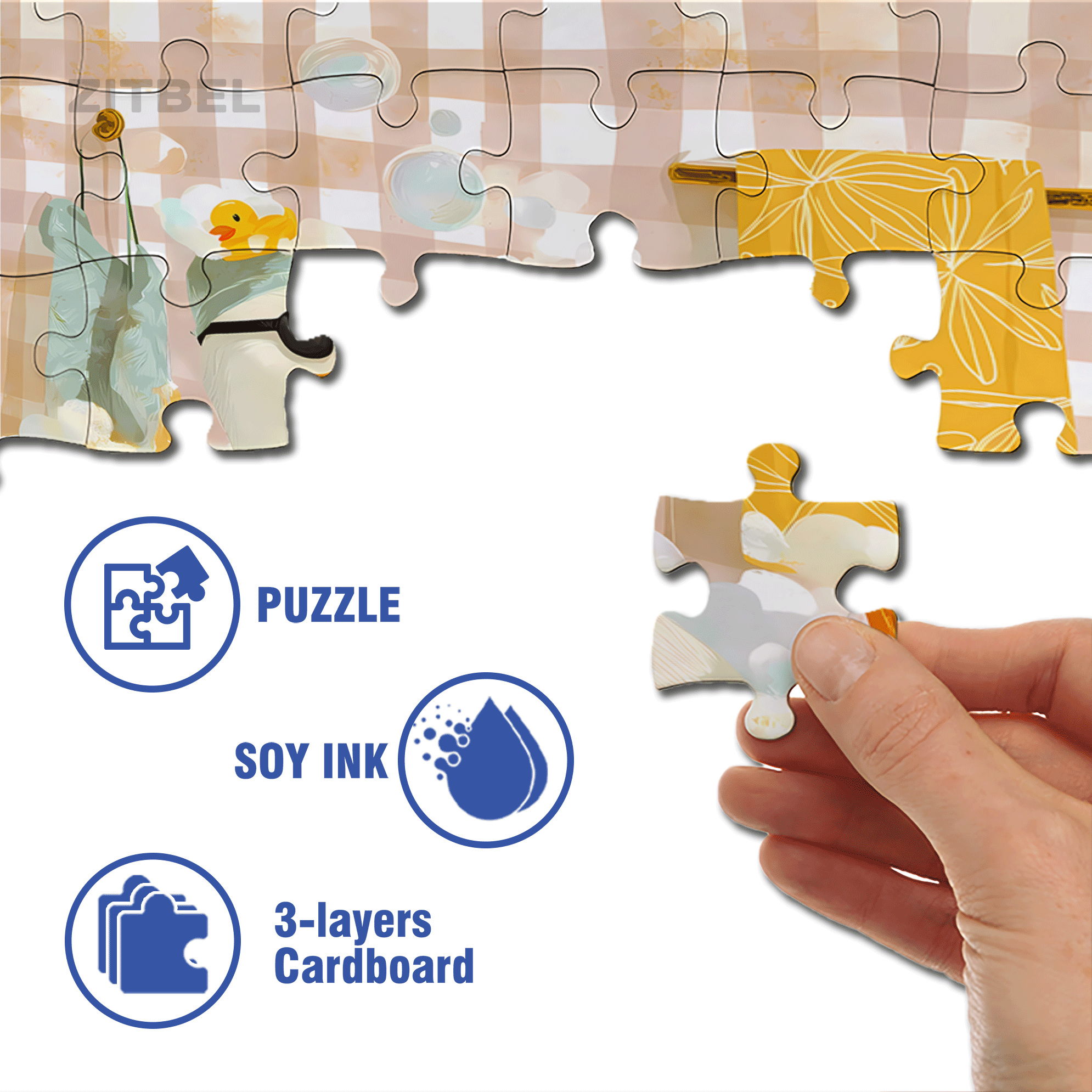 Duck Bubble Bath 500pcs/1000pcs Jigsaw Puzzle, Scratch-Resistant, Interactive Family Game & Brain-Boosting DIY Decor, Perfect for Halloween, Christmas & New Year Gifts, Family Puzzle Game