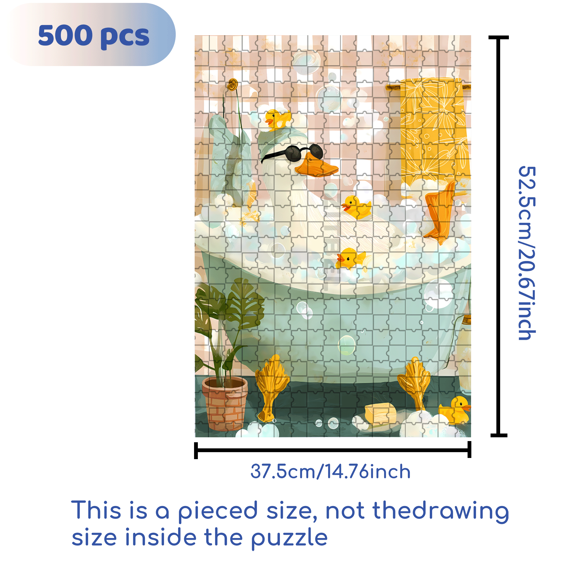 Duck Bubble Bath 500pcs/1000pcs Jigsaw Puzzle, Scratch-Resistant, Interactive Family Game & Brain-Boosting DIY Decor, Perfect for Halloween, Christmas & New Year Gifts, Family Puzzle Game