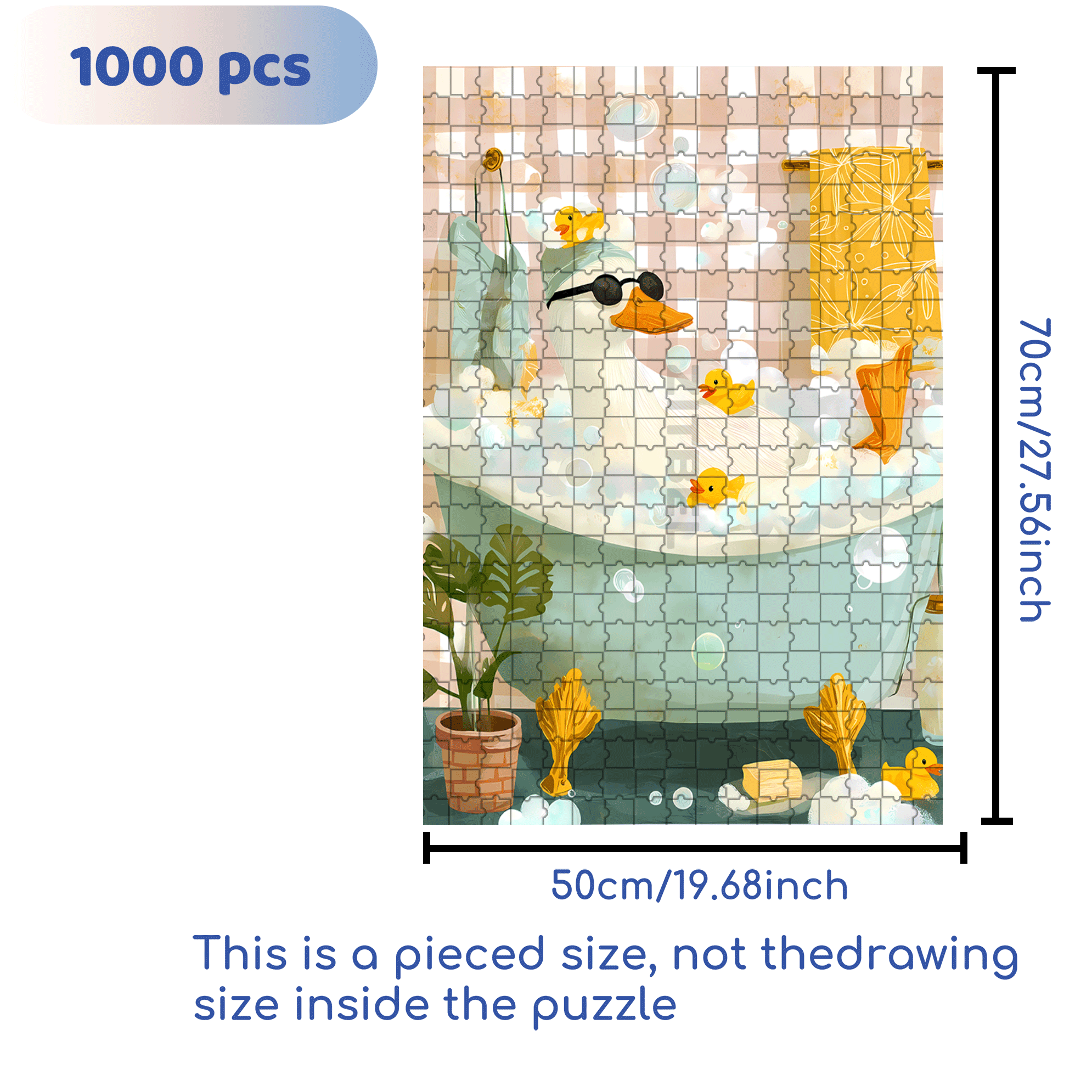 Duck Bubble Bath 500pcs/1000pcs Jigsaw Puzzle, Scratch-Resistant, Interactive Family Game & Brain-Boosting DIY Decor, Perfect for Halloween, Christmas & New Year Gifts, Family Puzzle Game