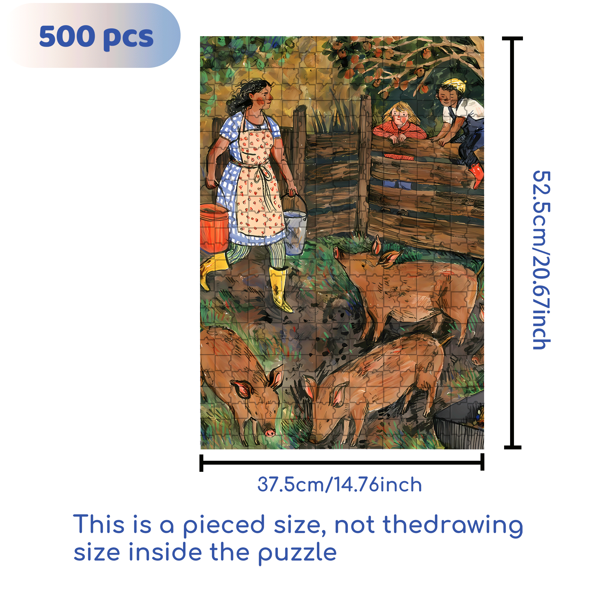 Feeding Pigs 500pcs/1000pcs Jigsaw Puzzle, Scratch-Resistant, Interactive Family Game & Brain-Boosting DIY Decor, Perfect for Halloween, Christmas & New Year Gifts, Family Puzzle Game