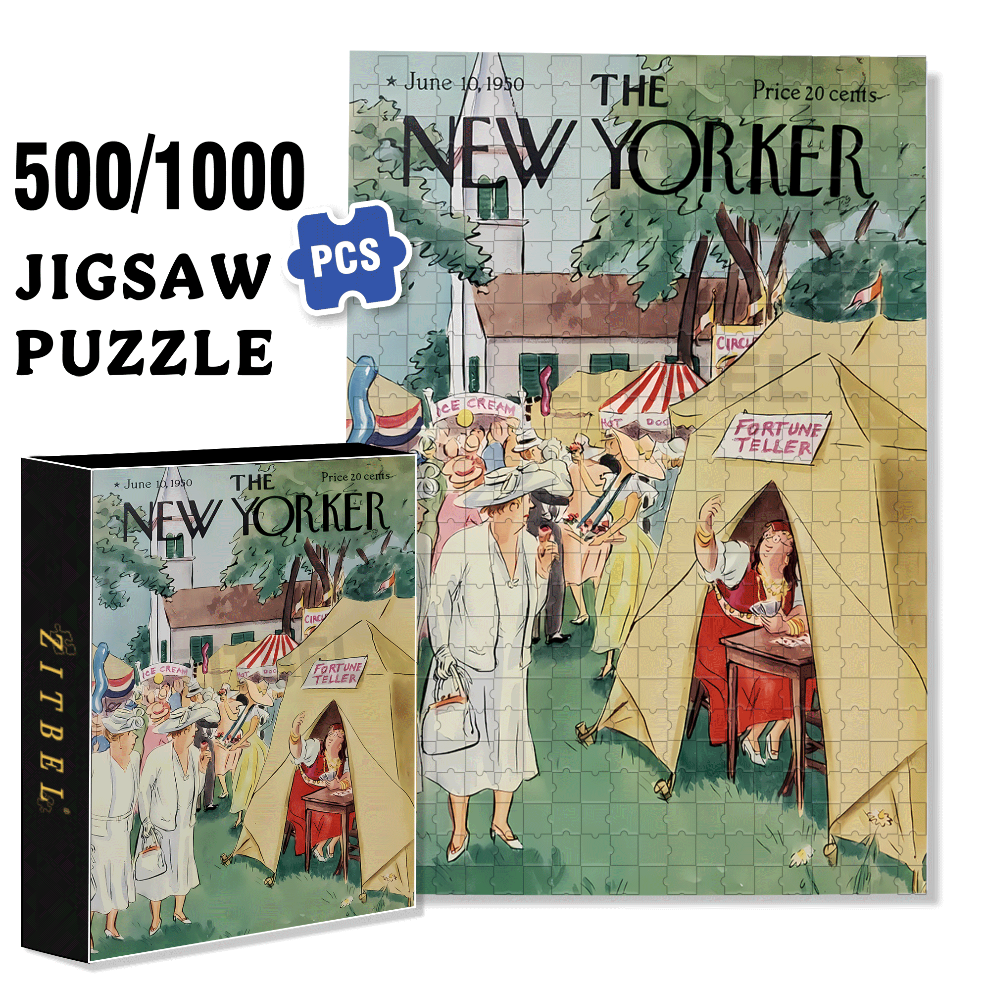 Fortune Teller 500pcs/1000pcs Jigsaw Puzzle, Scratch-Resistant, Interactive Family Game & Brain-Boosting DIY Decor, Perfect for Halloween, Christmas & New Year Gifts, Family Puzzle Game