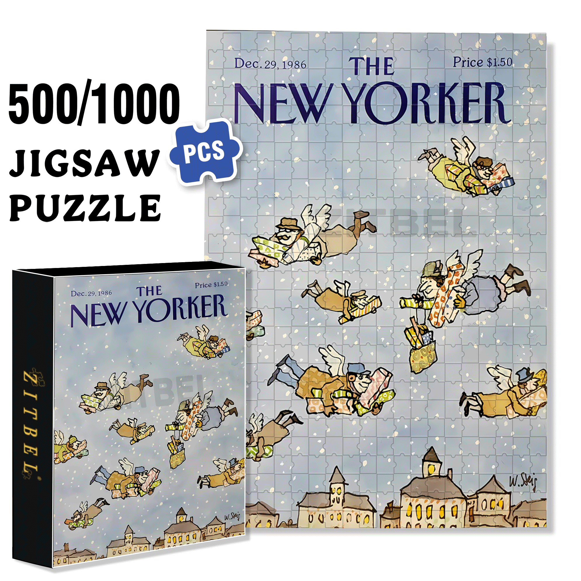 Gifts Are Being Delivered 500pcs/1000pcs Jigsaw Puzzle, Scratch-Resistant, Interactive Family Game & Brain-Boosting DIY Decor, Perfect for Halloween, Christmas & New Year Gifts, Family Puzzle Game