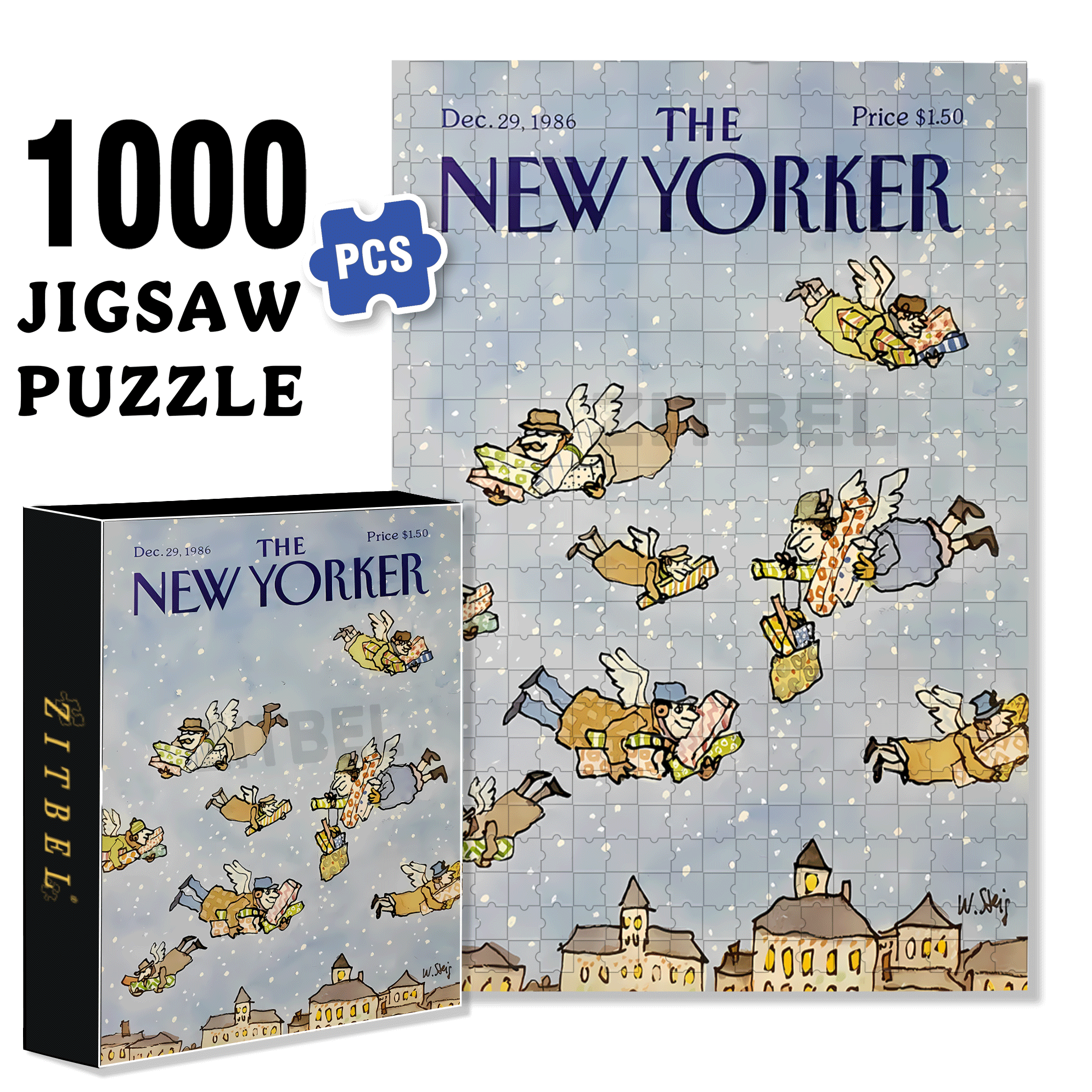 Gifts Are Being Delivered 500pcs/1000pcs Jigsaw Puzzle, Scratch-Resistant, Interactive Family Game & Brain-Boosting DIY Decor, Perfect for Halloween, Christmas & New Year Gifts, Family Puzzle Game