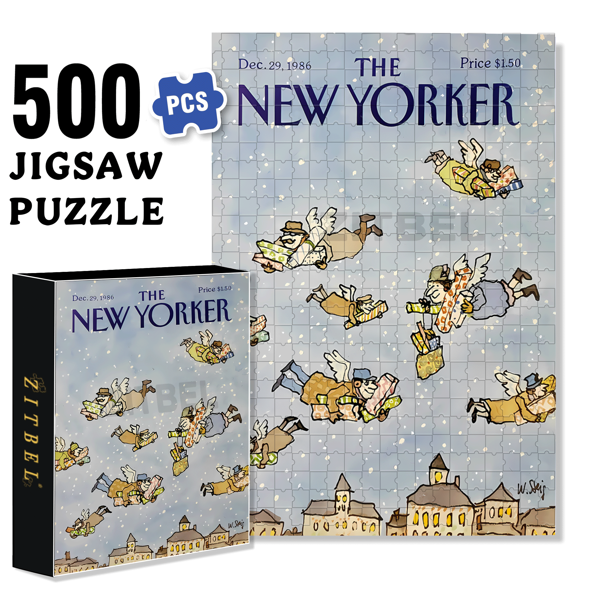 Gifts Are Being Delivered 500pcs/1000pcs Jigsaw Puzzle, Scratch-Resistant, Interactive Family Game & Brain-Boosting DIY Decor, Perfect for Halloween, Christmas & New Year Gifts, Family Puzzle Game