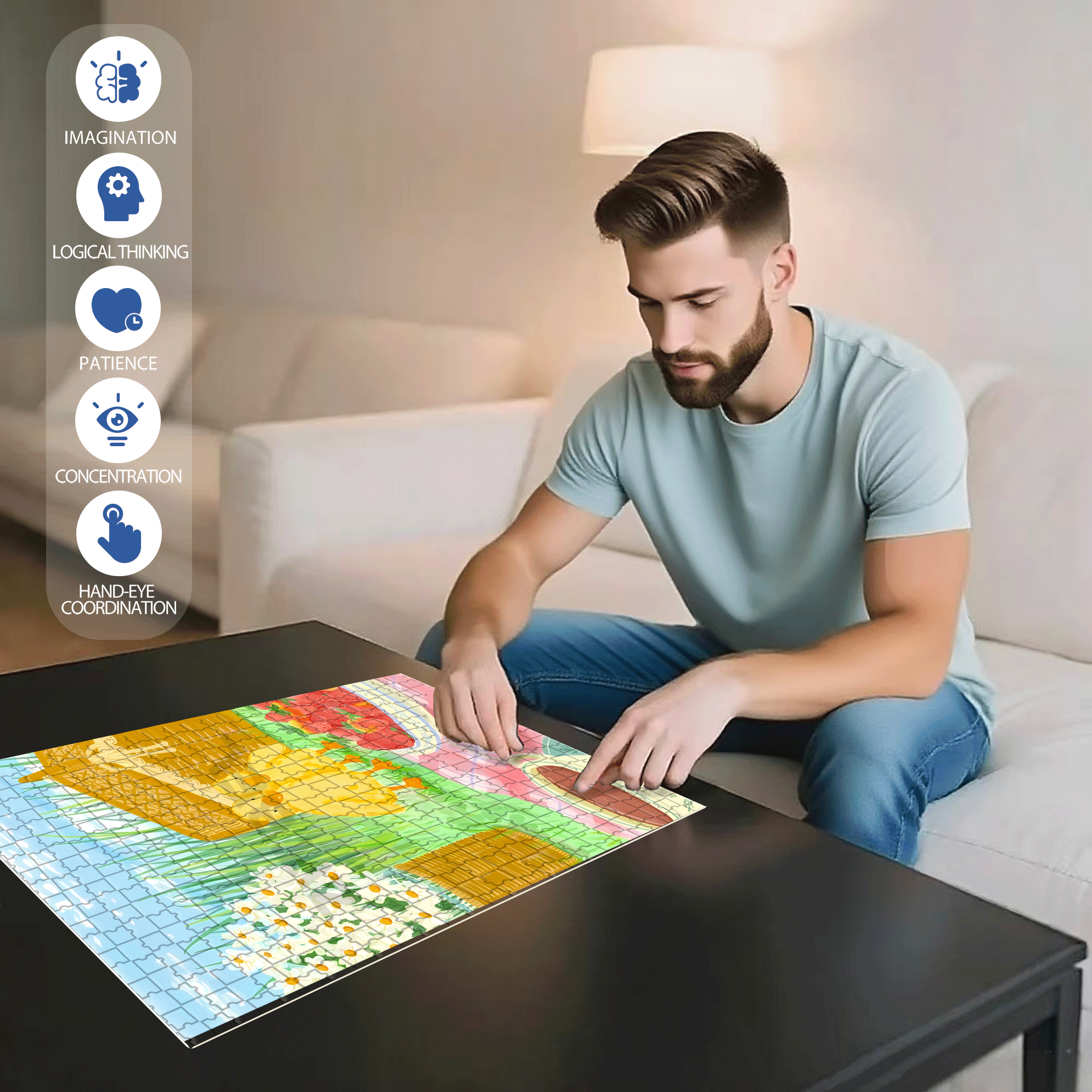 Good Buddy 500pcs/1000pcs Jigsaw Puzzle, Scratch-Resistant, Interactive Family Game & Brain-Boosting DIY Decor, Perfect for Halloween, Christmas & New Year Gifts, Family Puzzle Game