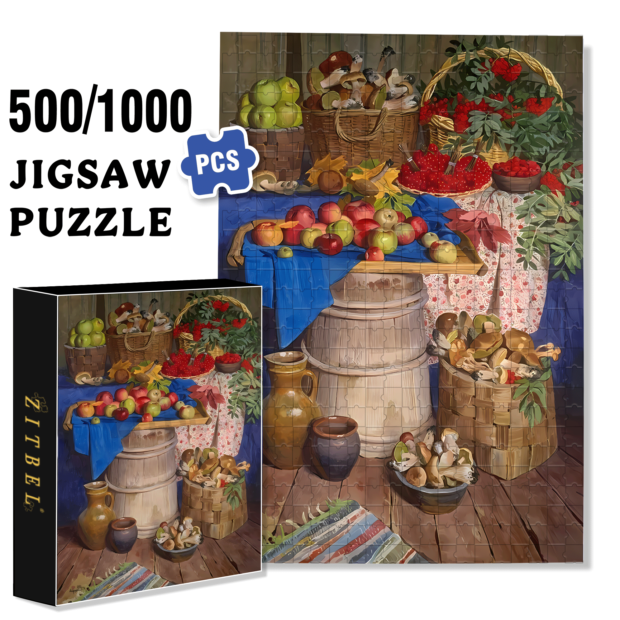 Harvest Season 500pcs/1000pcs Jigsaw Puzzle, Scratch-Resistant, Interactive Family Game & Brain-Boosting DIY Decor, Perfect for Halloween, Christmas & New Year Gifts, Family Puzzle Game