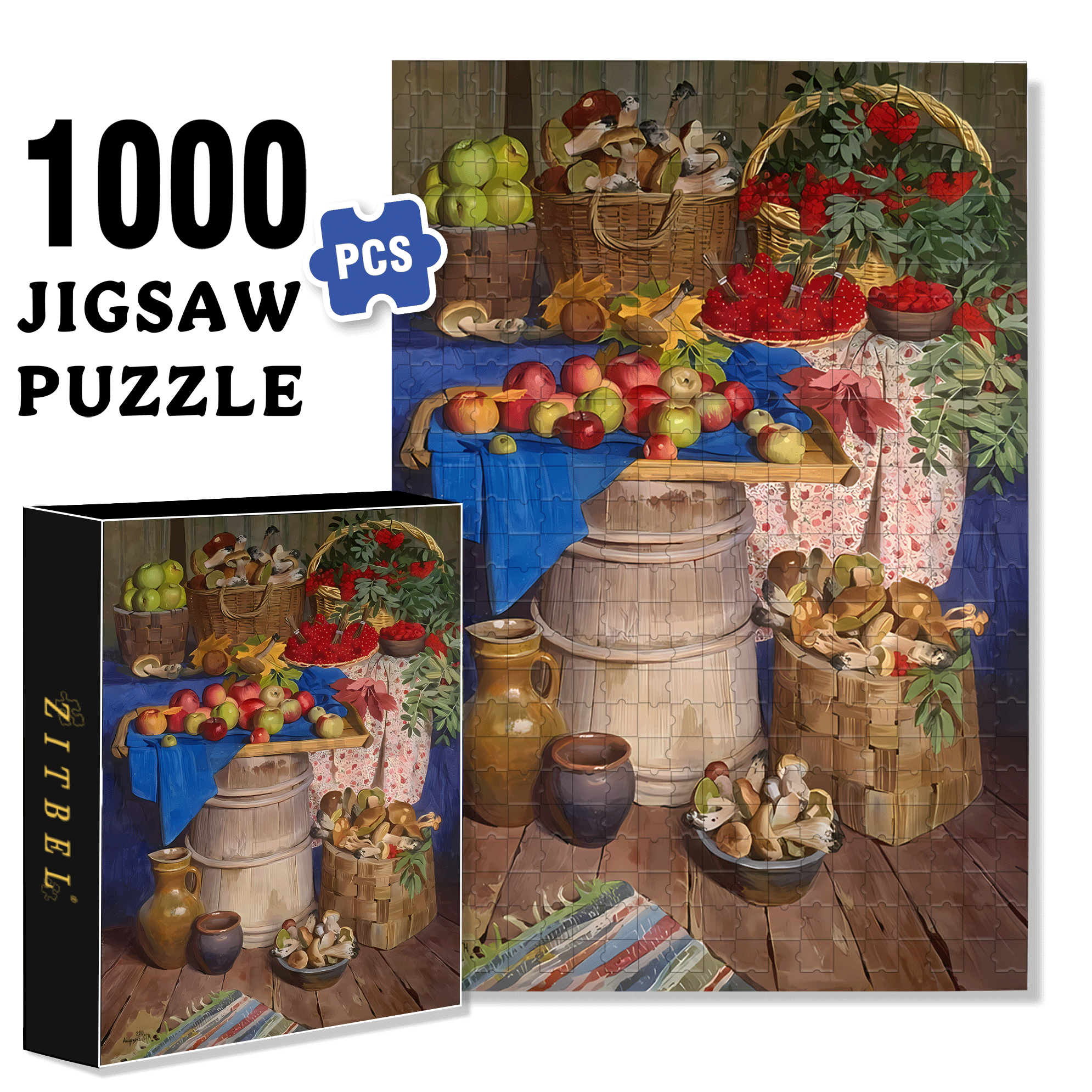 Harvest Season 500pcs/1000pcs Jigsaw Puzzle, Scratch-Resistant, Interactive Family Game & Brain-Boosting DIY Decor, Perfect for Halloween, Christmas & New Year Gifts, Family Puzzle Game