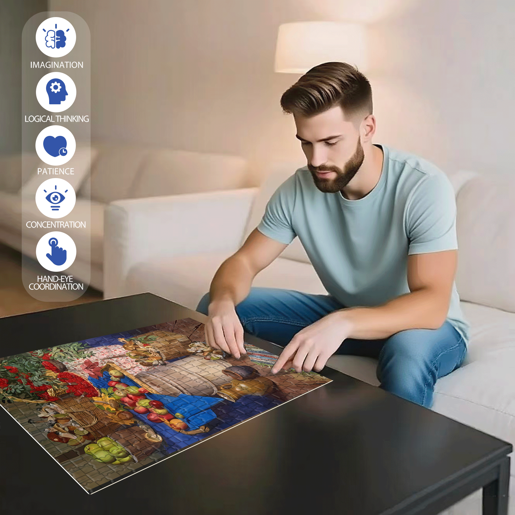 Harvest Season 500pcs/1000pcs Jigsaw Puzzle, Scratch-Resistant, Interactive Family Game & Brain-Boosting DIY Decor, Perfect for Halloween, Christmas & New Year Gifts, Family Puzzle Game