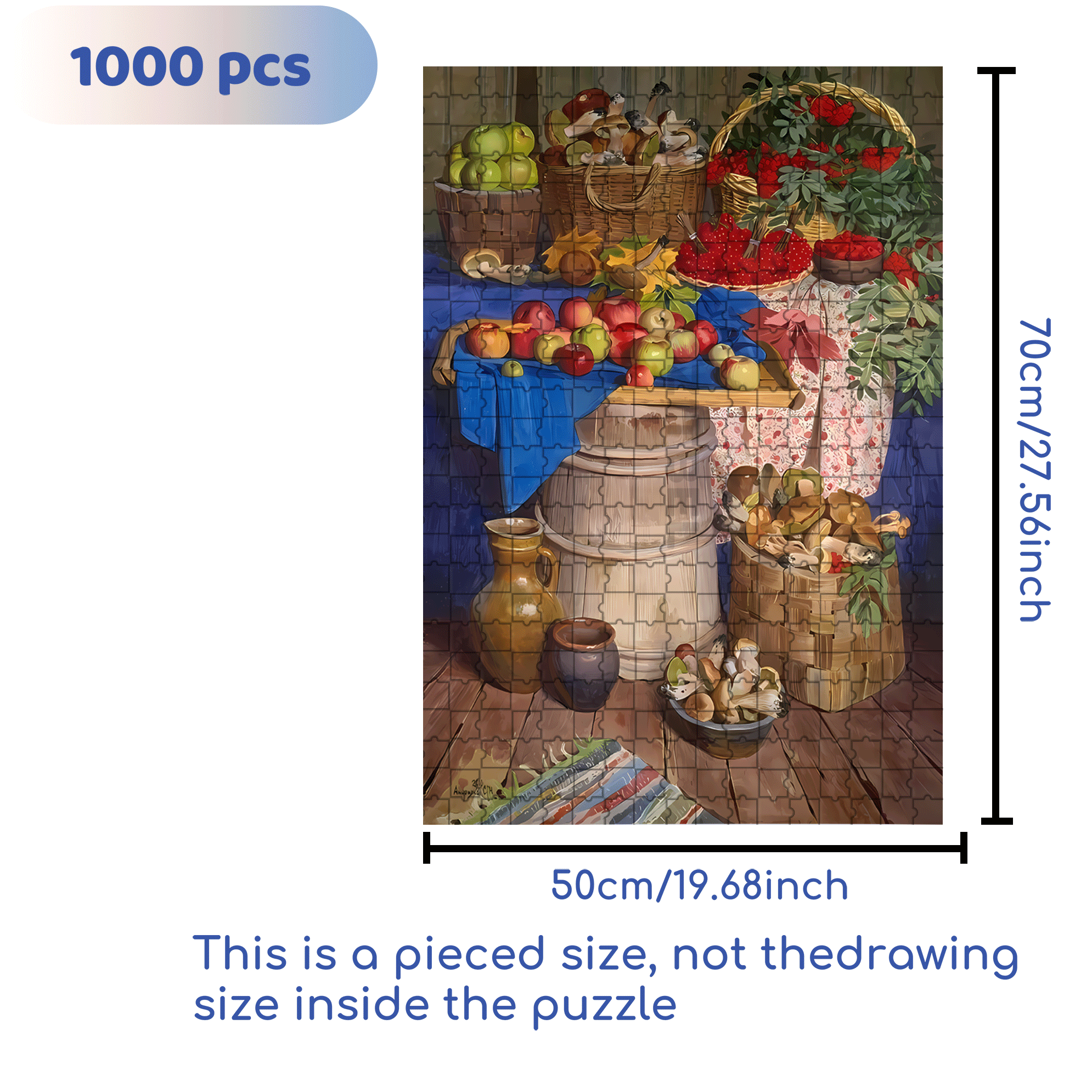 Harvest Season 500pcs/1000pcs Jigsaw Puzzle, Scratch-Resistant, Interactive Family Game & Brain-Boosting DIY Decor, Perfect for Halloween, Christmas & New Year Gifts, Family Puzzle Game