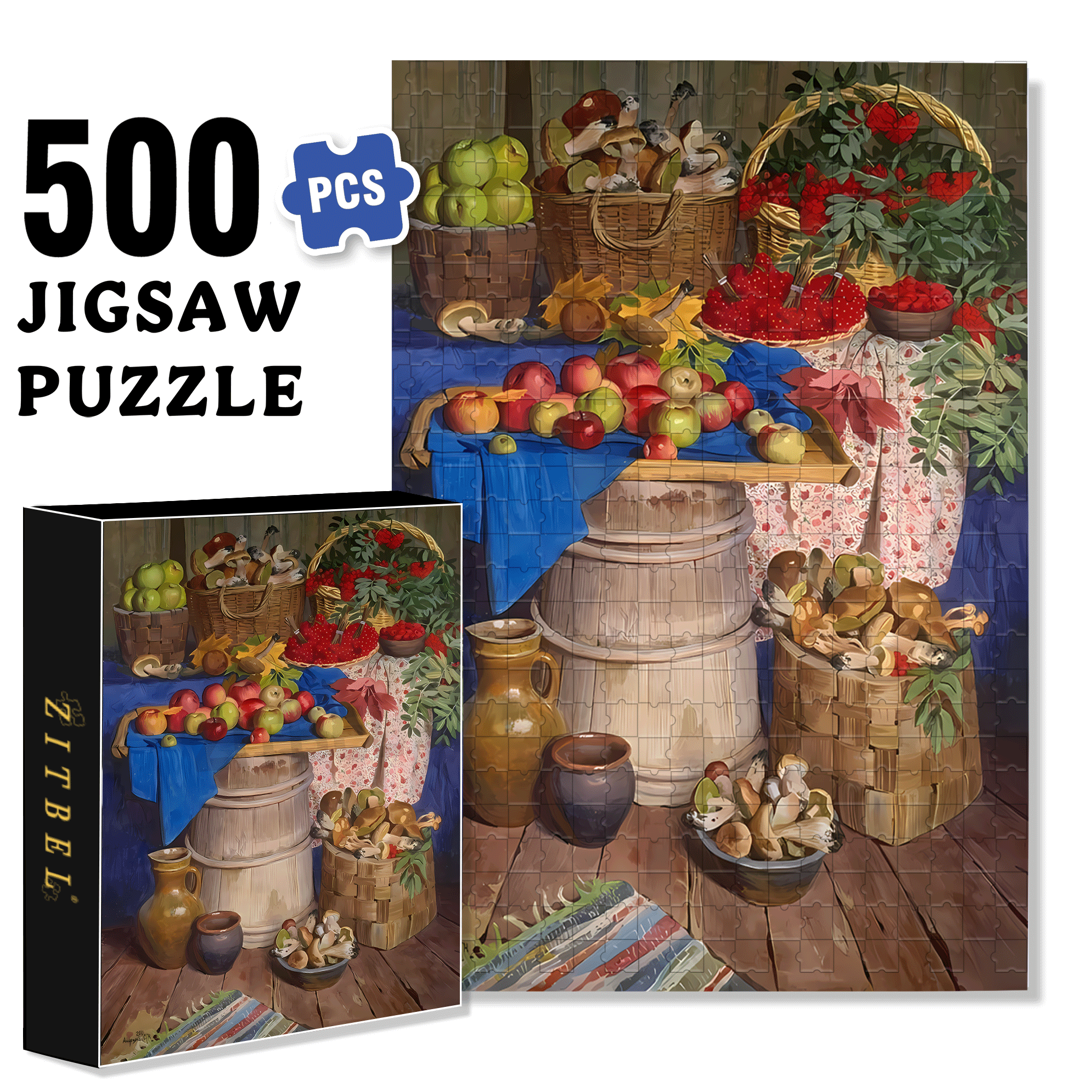 Harvest Season 500pcs/1000pcs Jigsaw Puzzle, Scratch-Resistant, Interactive Family Game & Brain-Boosting DIY Decor, Perfect for Halloween, Christmas & New Year Gifts, Family Puzzle Game