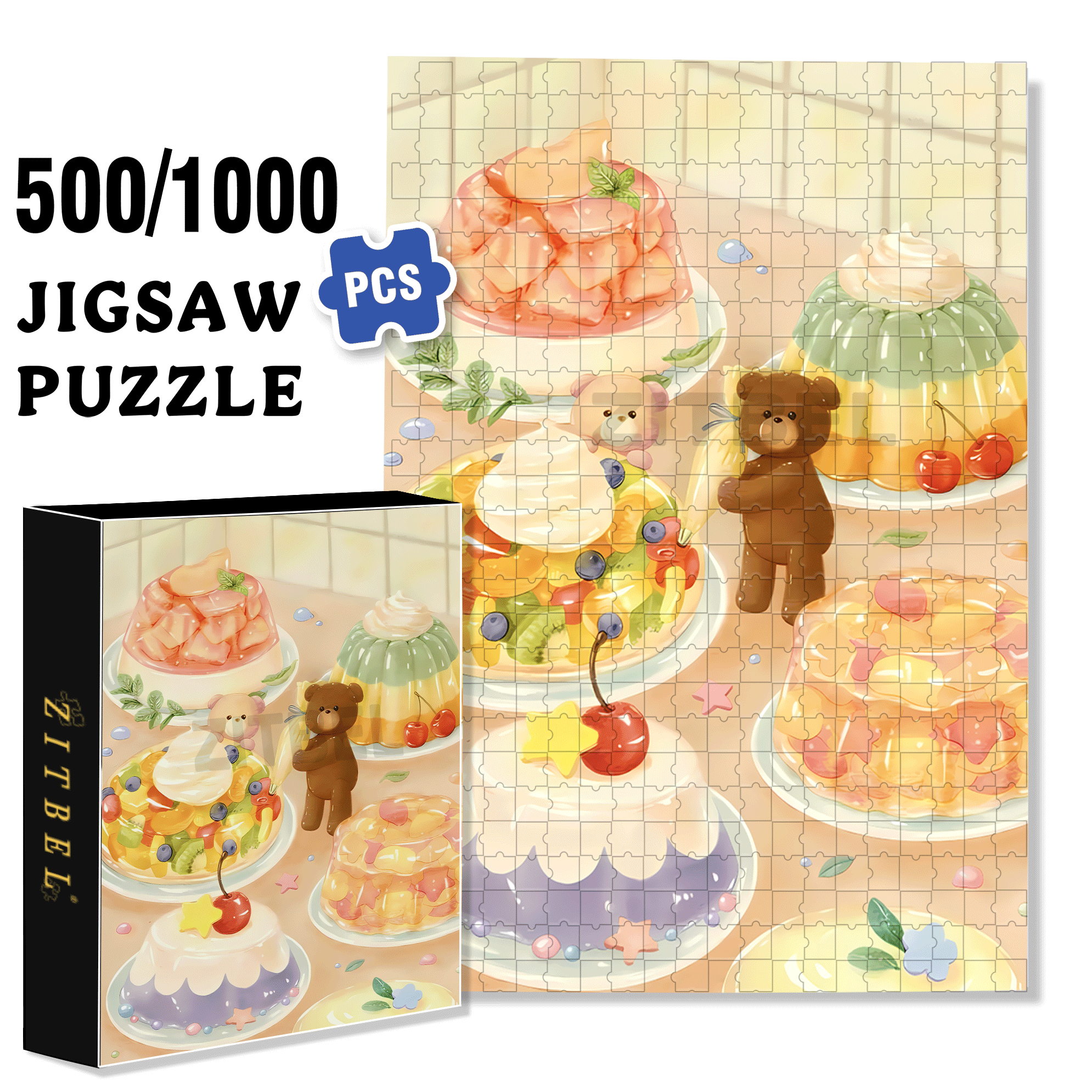 I Love Desserts 2 500pcs/1000pcs Jigsaw Puzzle, Scratch-Resistant, Interactive Family Game & Brain-Boosting DIY Decor, Perfect for Halloween, Christmas & New Year Gifts, Family Puzzle Game